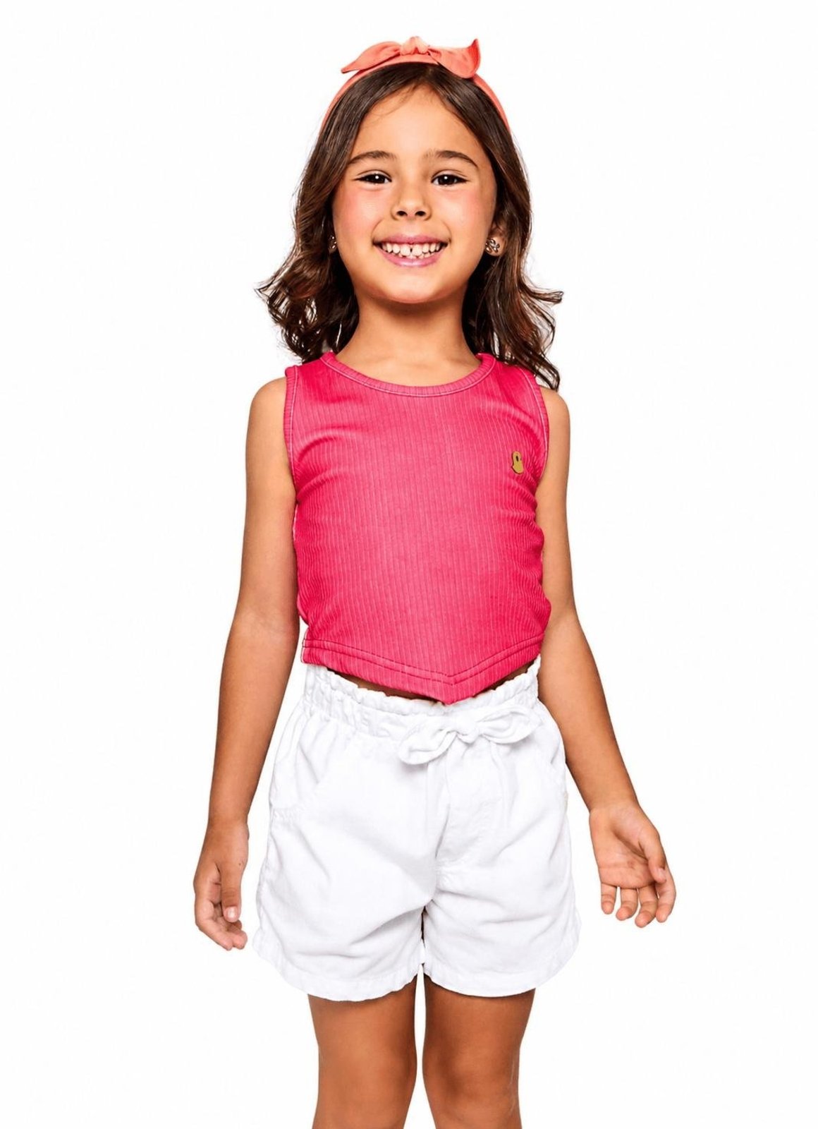 Infantil - Short Sarja Menina Básico Alphabeto Branco