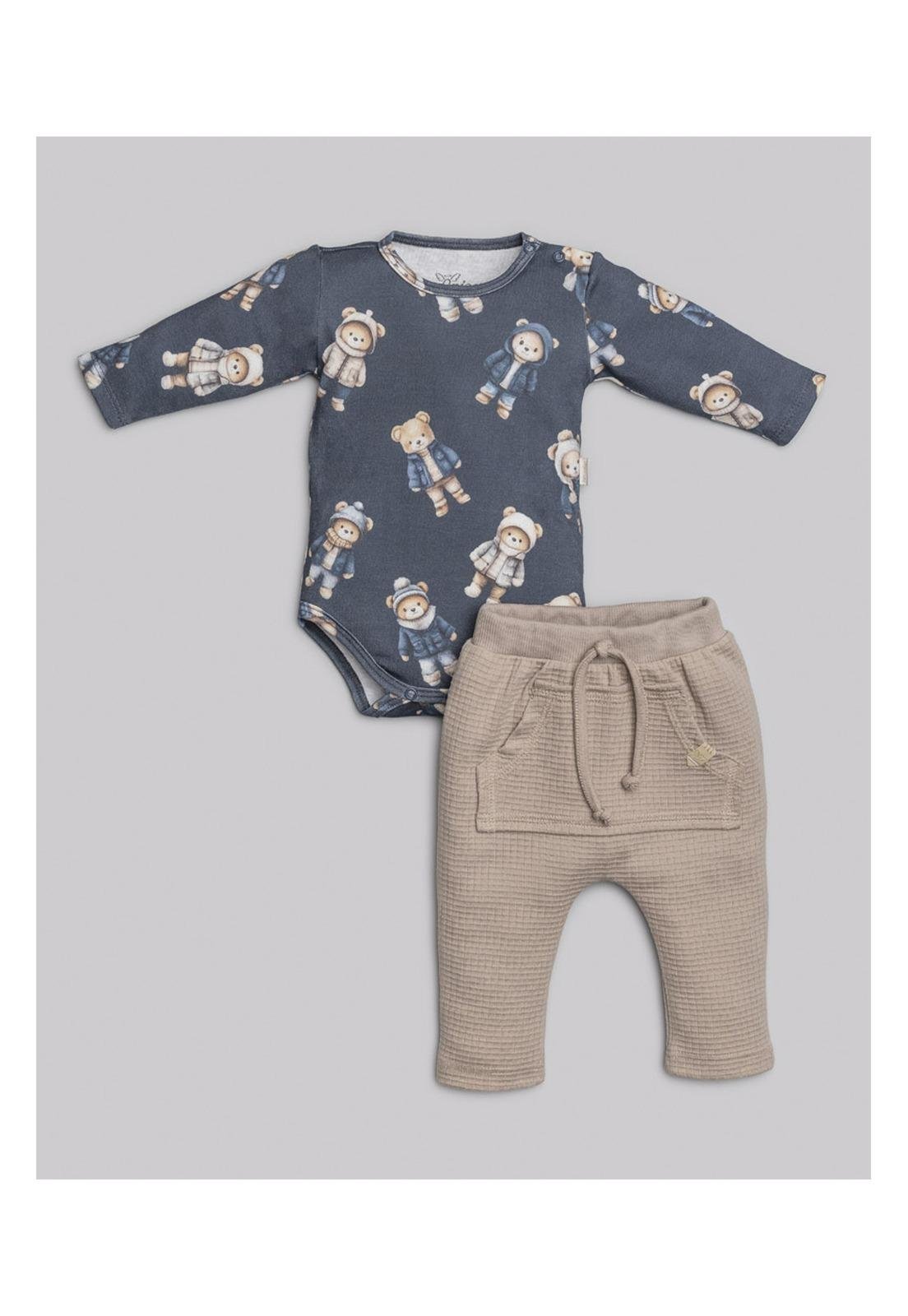 Infantil - Conjunto Calça Body Manga Longa Anjos Baby G Branco