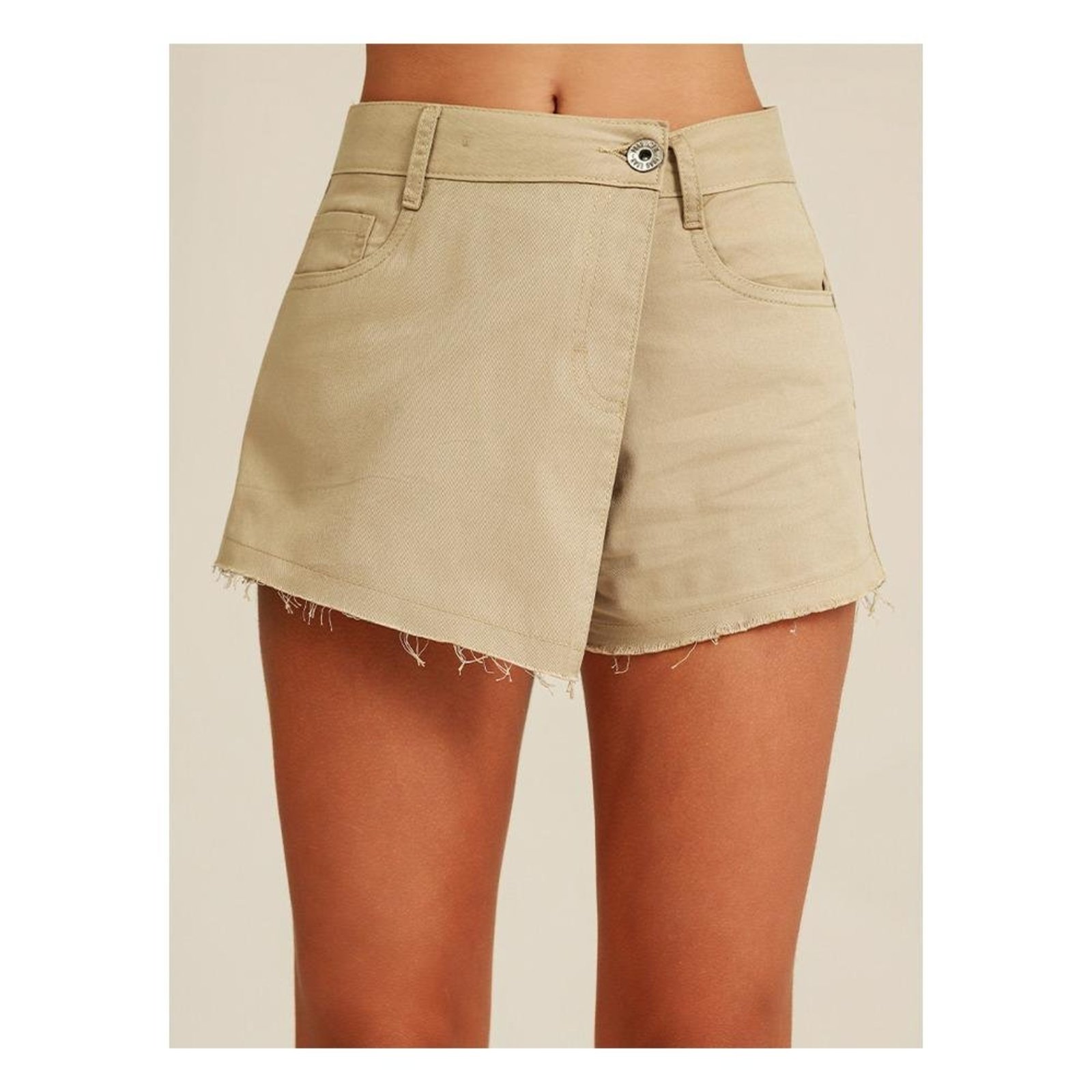 Infantil - Short Saia Sarja Assimétrico Barra Desfiada POAH NOAH 10 Bege