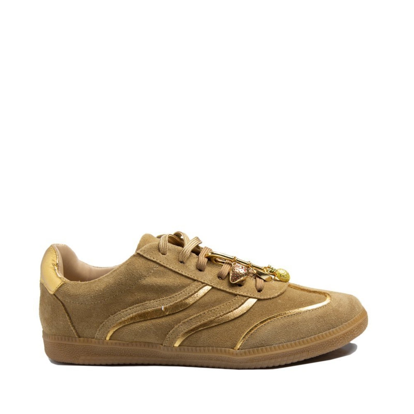 Tenis Maithe Bege Detalhes Metalizados Maithe Caramelo