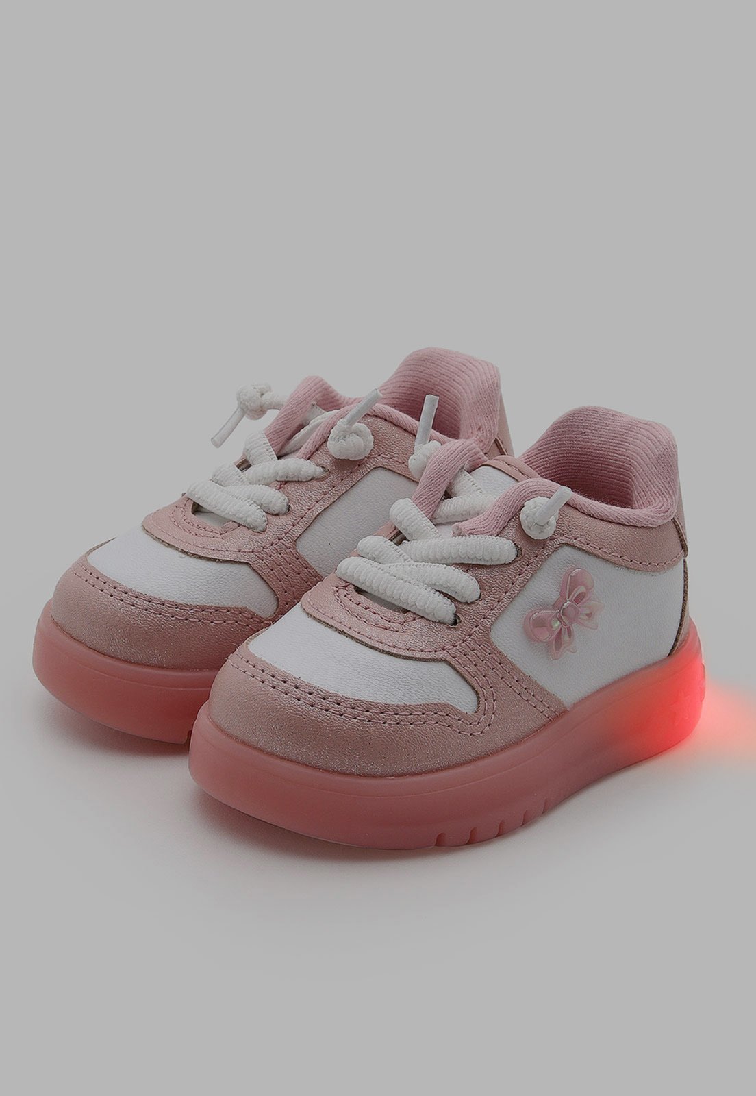 Infantil - Tênis Molekinha Casual LED Laço Rosa