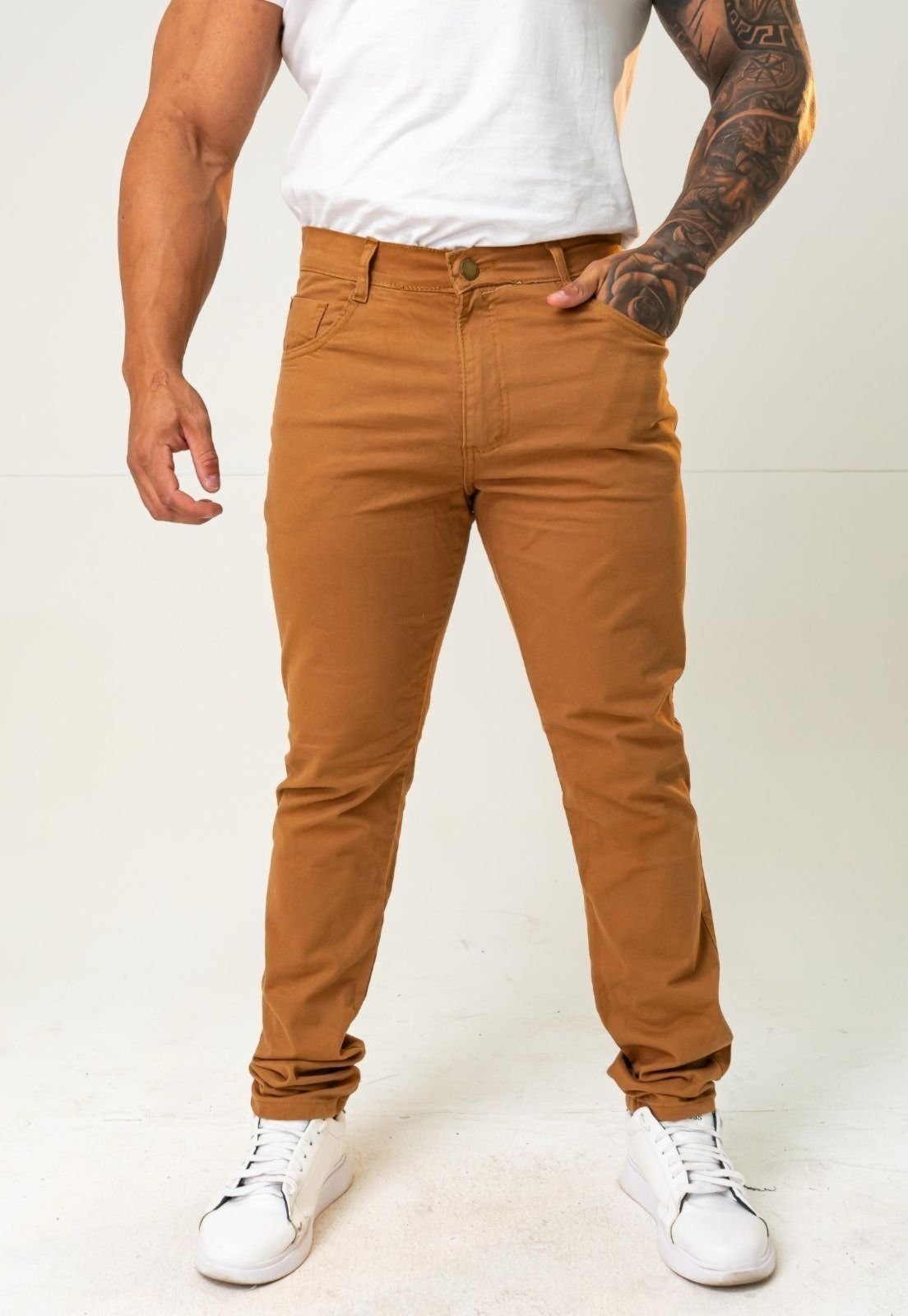 Calça Jeans Masculina Yellow Jeans Confortável e Estilosa Caramelo
