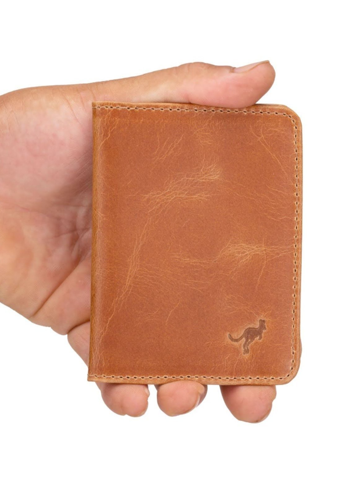 Carteira Masculina Pequena Couro Porta Cartões Vertical Marrom-claro Ello Griff