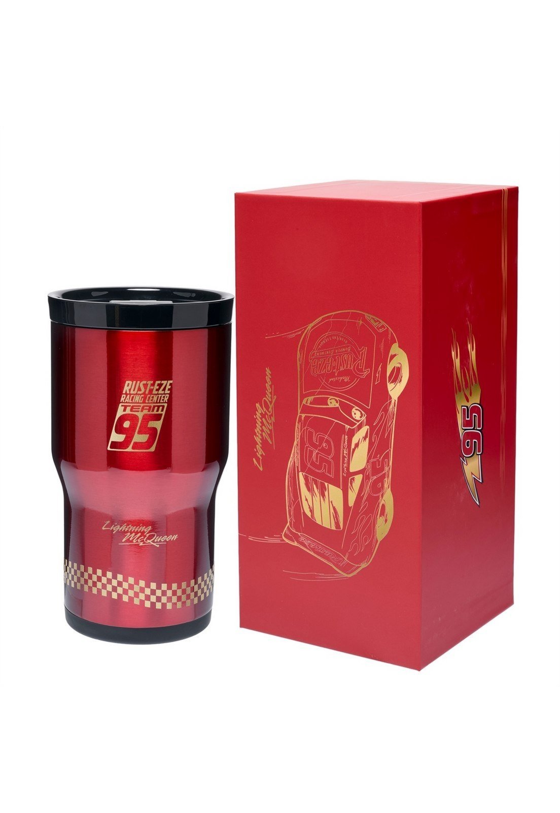 Infantil - Copo Térmico Relâmpago Mcqueen 532ML Inox Resistente com Canudo - Bebidas Quentes ou Frias Original Disney