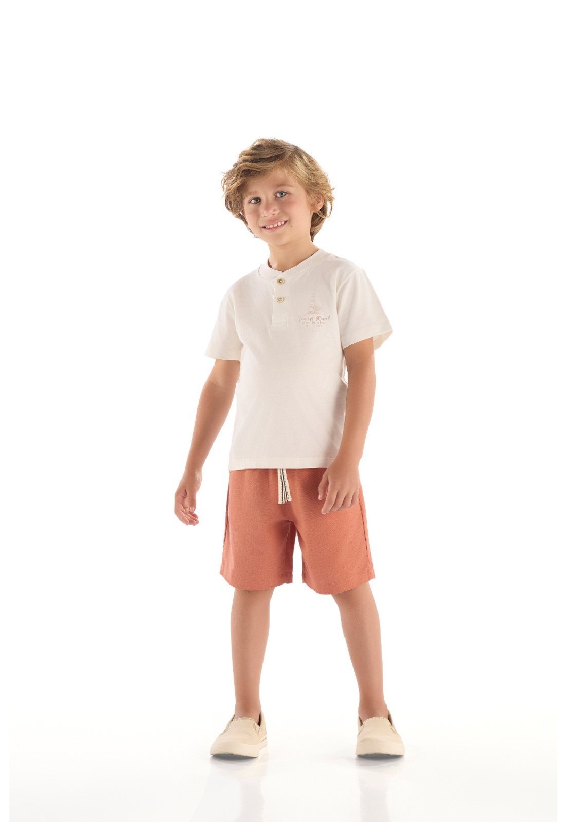 Infantil - Conjunto Camiseta e Bermuda Quimby Branco