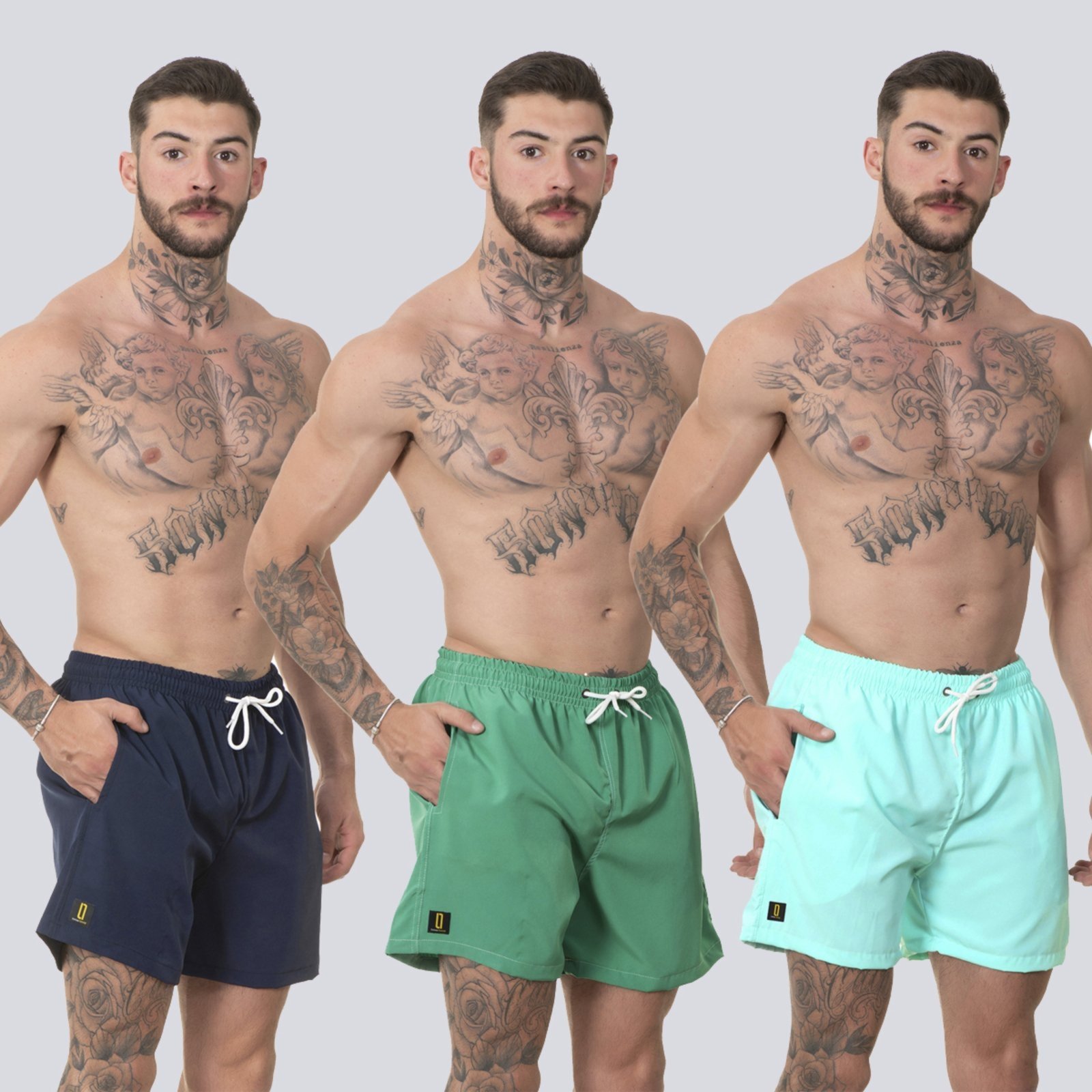 Kit 3 Short Masculino Bermuda Praia Mauricinho Jr Rf370 Colorido