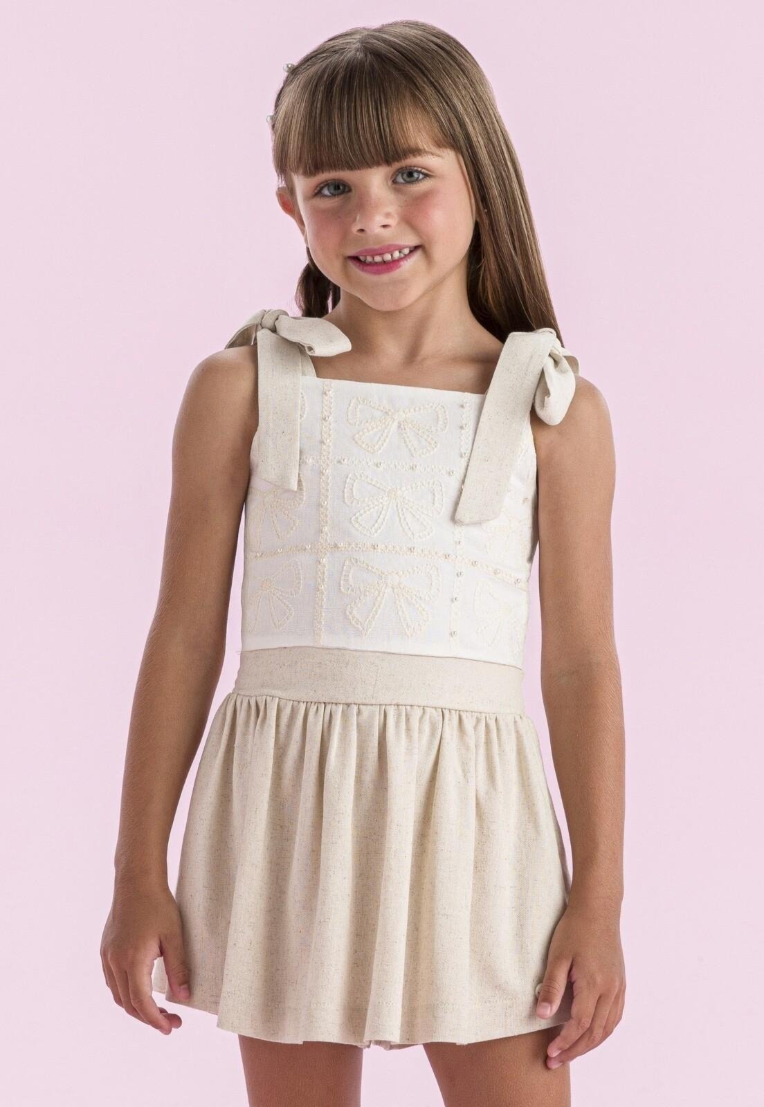 Infantil - Conjunto Menina Shorts Saia Off Petit Cherie 10 Off-white