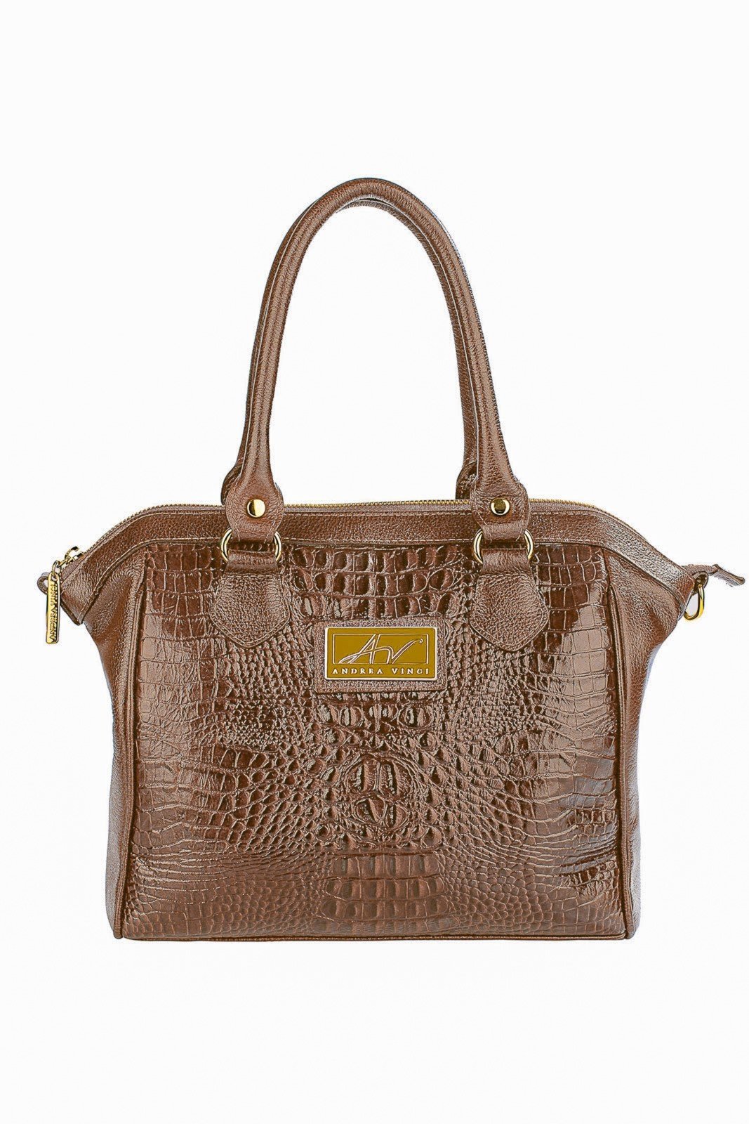 Bolsa Andrea Vinci estruturada de couro croco Leila – Whisky