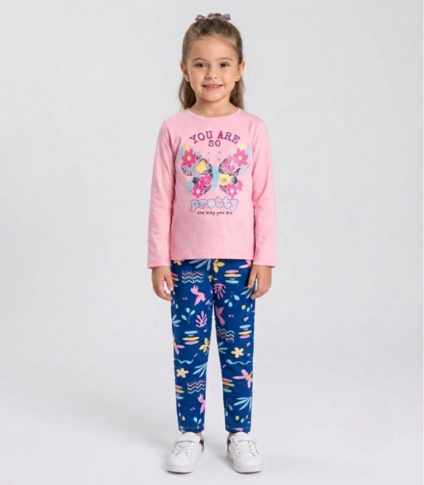 Infantil - Conjunto Algodão Menina Blusa Longa E Calça Select Rosa