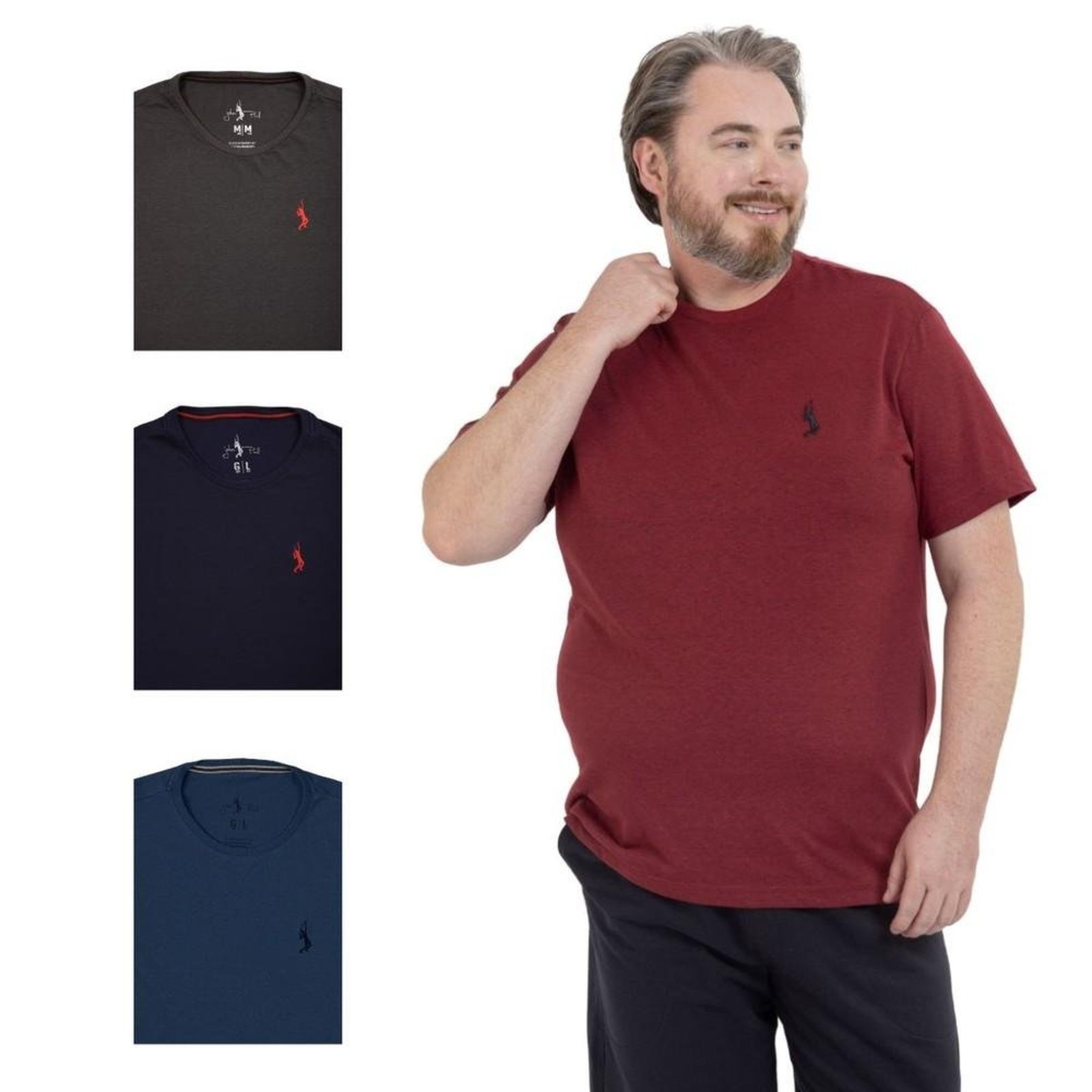 Kit 4 Camiseta Plus Size Básica Casual Masculina Confortável