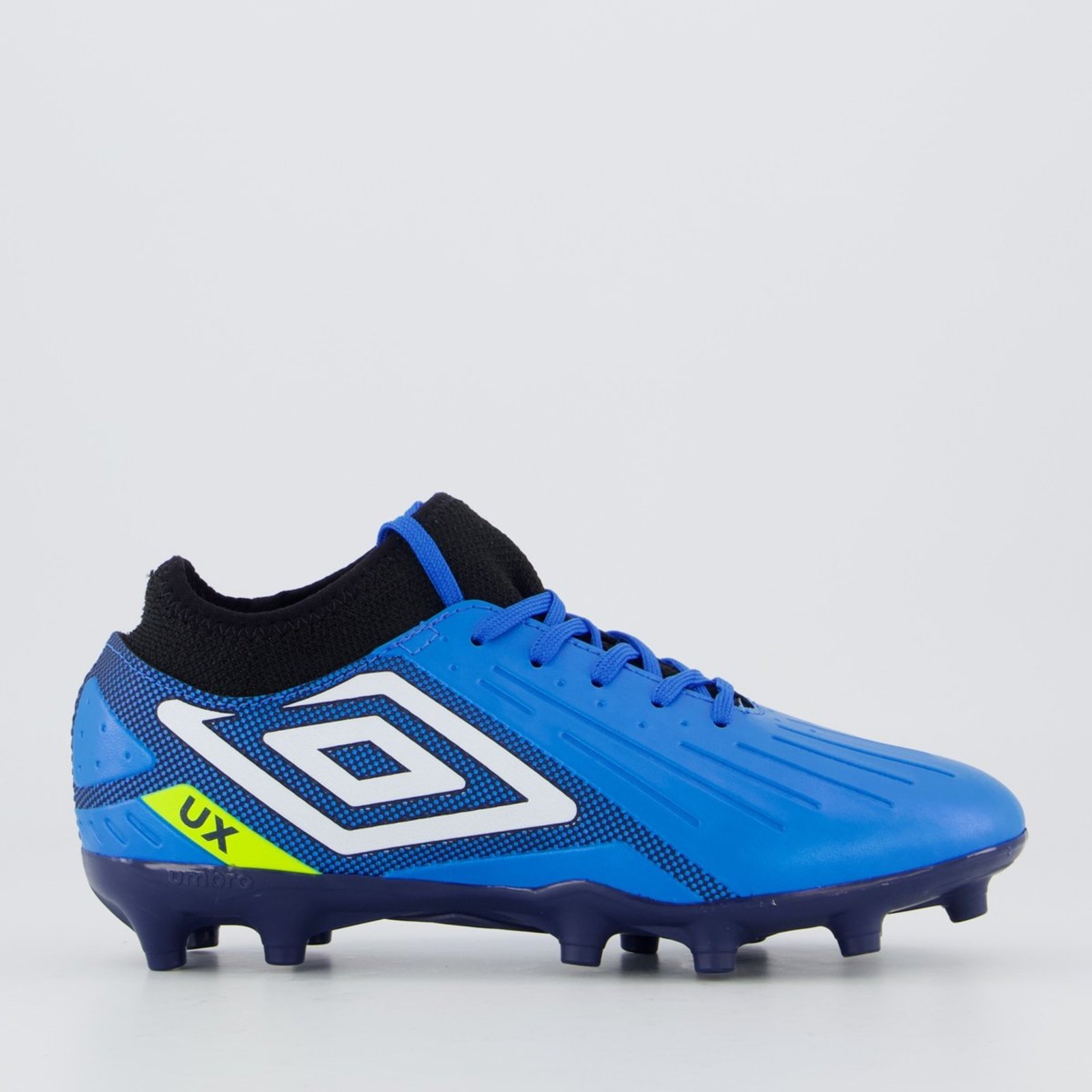 Chuteira Umbro Ux Campo Juvenil Azul e Branca