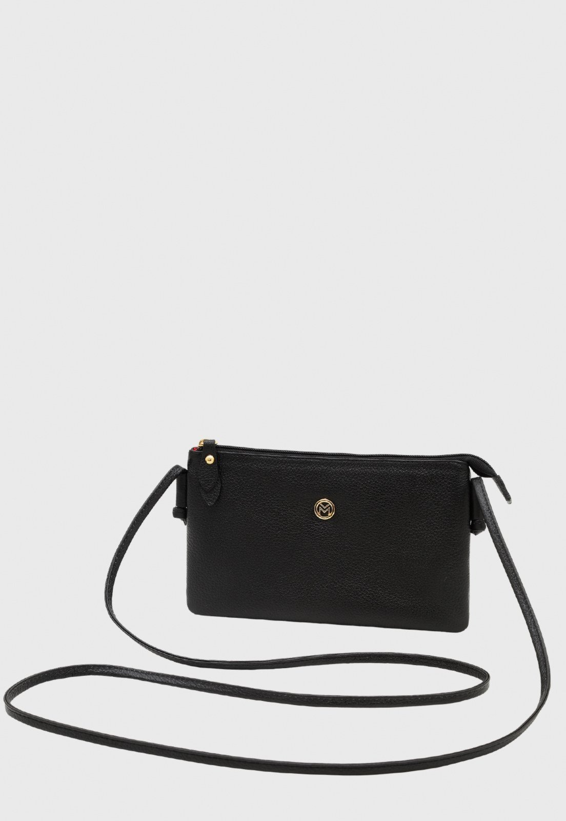 Bolsa Transversal de Couro Mariart Onix Preta