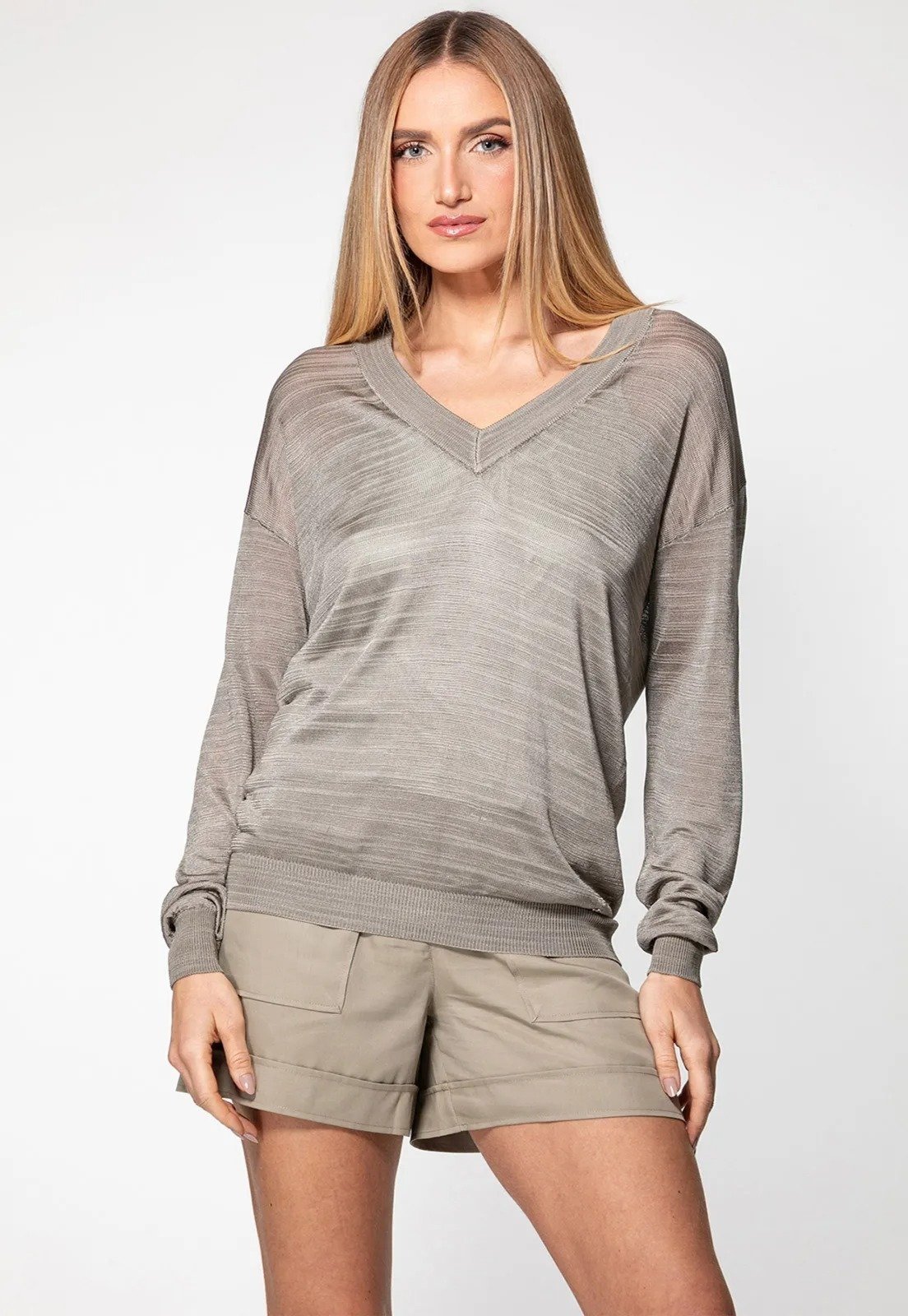 Blusa de Tricot Guess Eco Decote V Verde