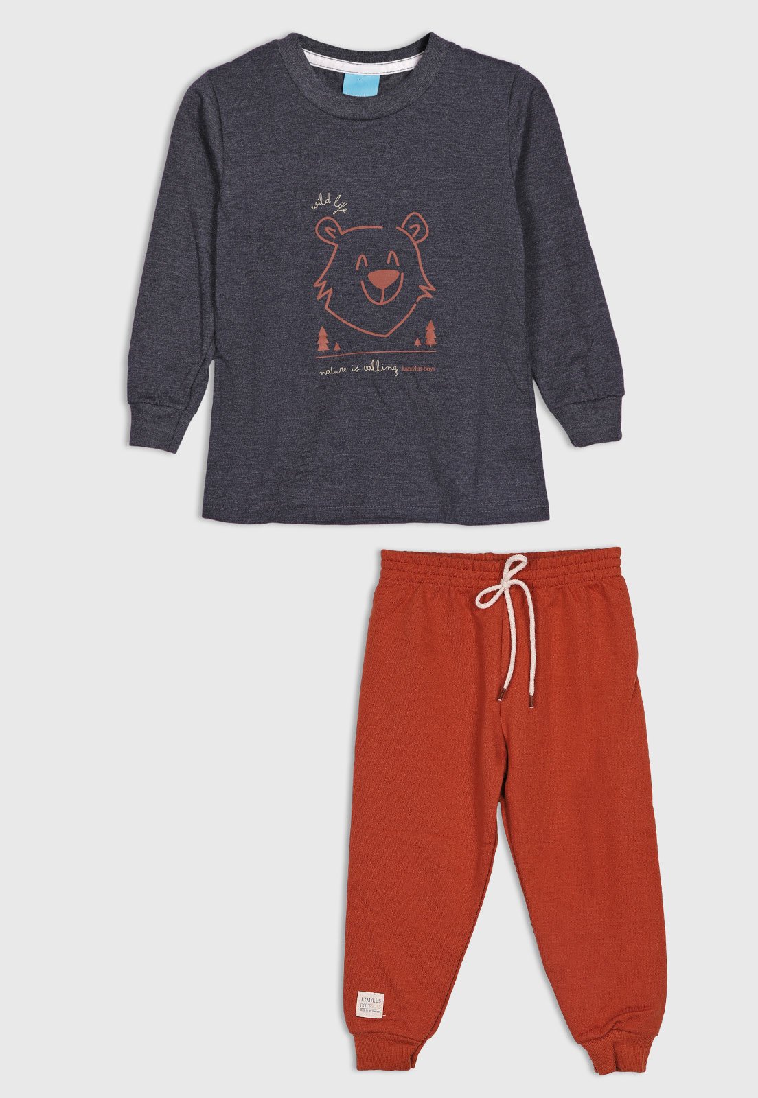 Conjunto Kamylus Blusa Manga Longa e Calça Grafite