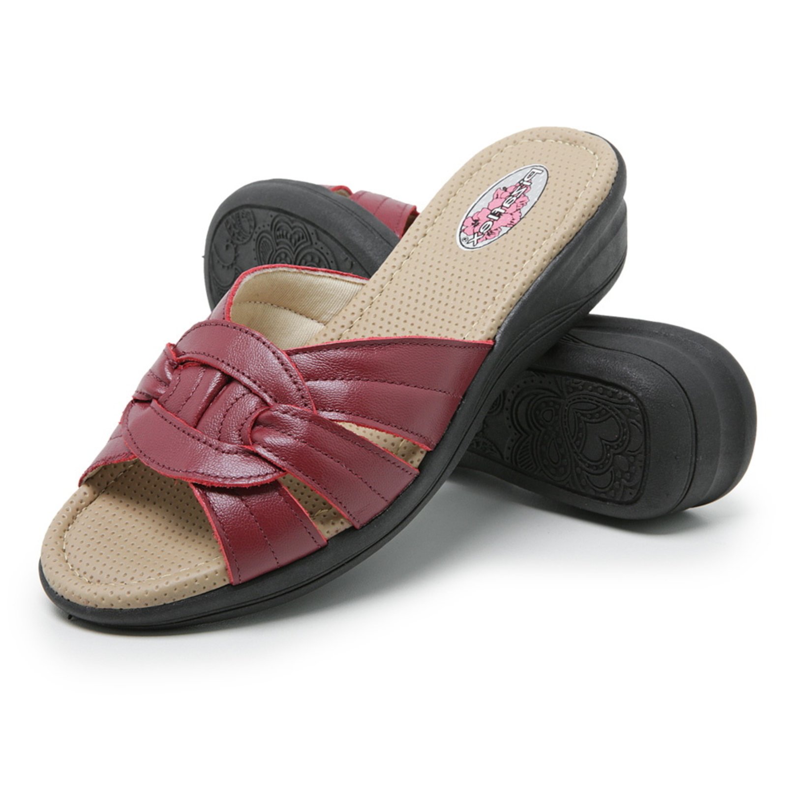 Sandália Tamanco Ortopédico Conforto Couro Vermelho Sandália Tamanco Ortopédico Conforto Couro Vermelho