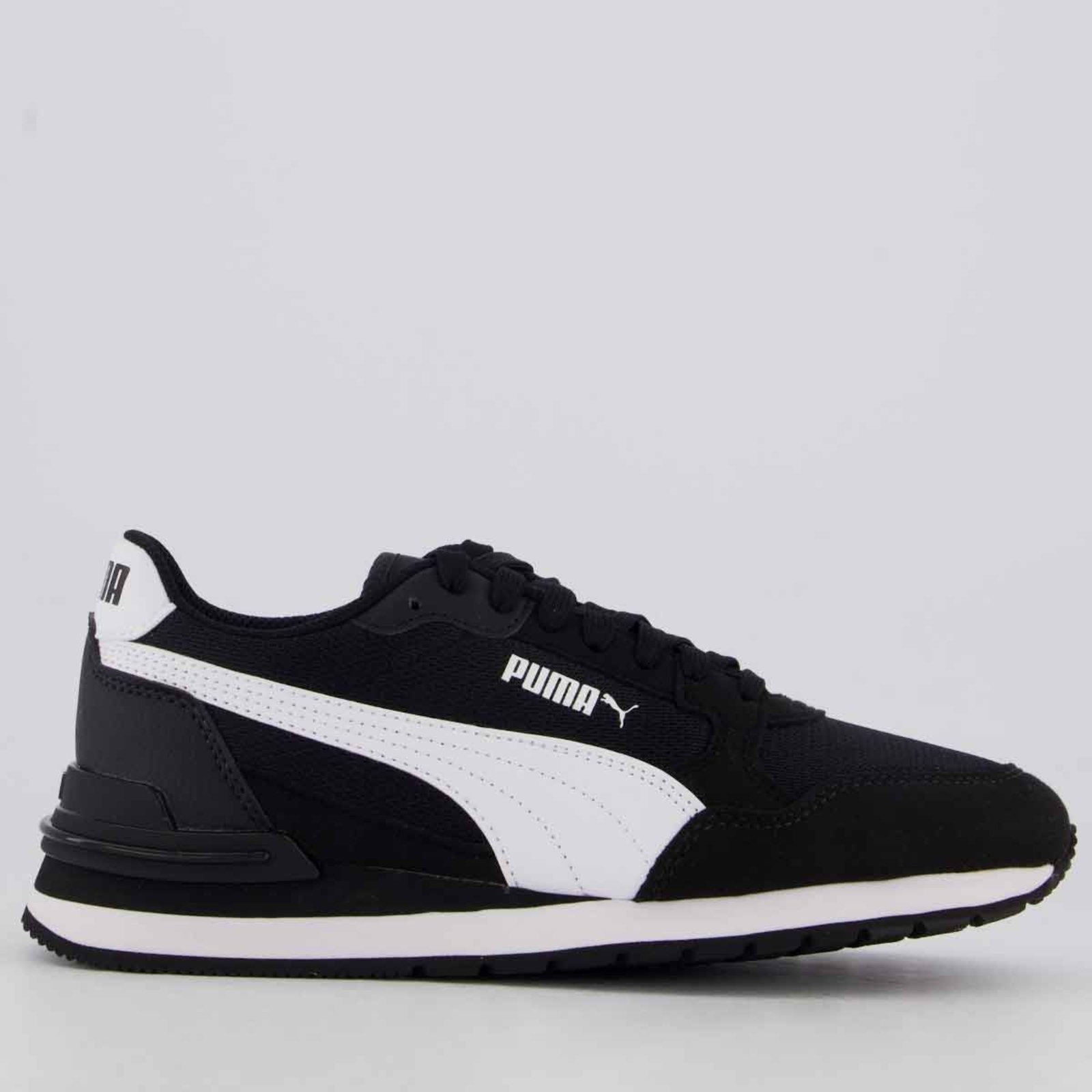 Tênis Puma ST Runner V4 Mesh Juvenil Preto e Branco