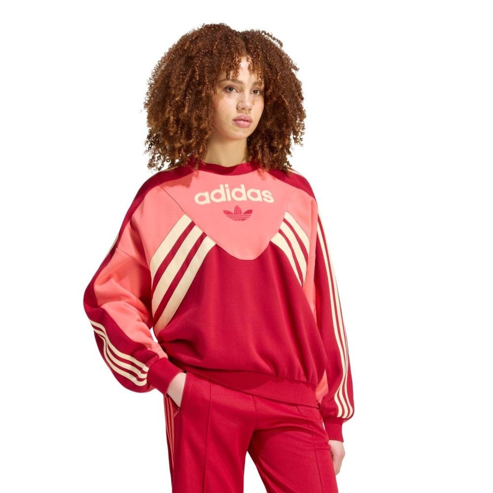 Moletom Estampado Gola Careca Efeito Washed adidas Originals Vermelho