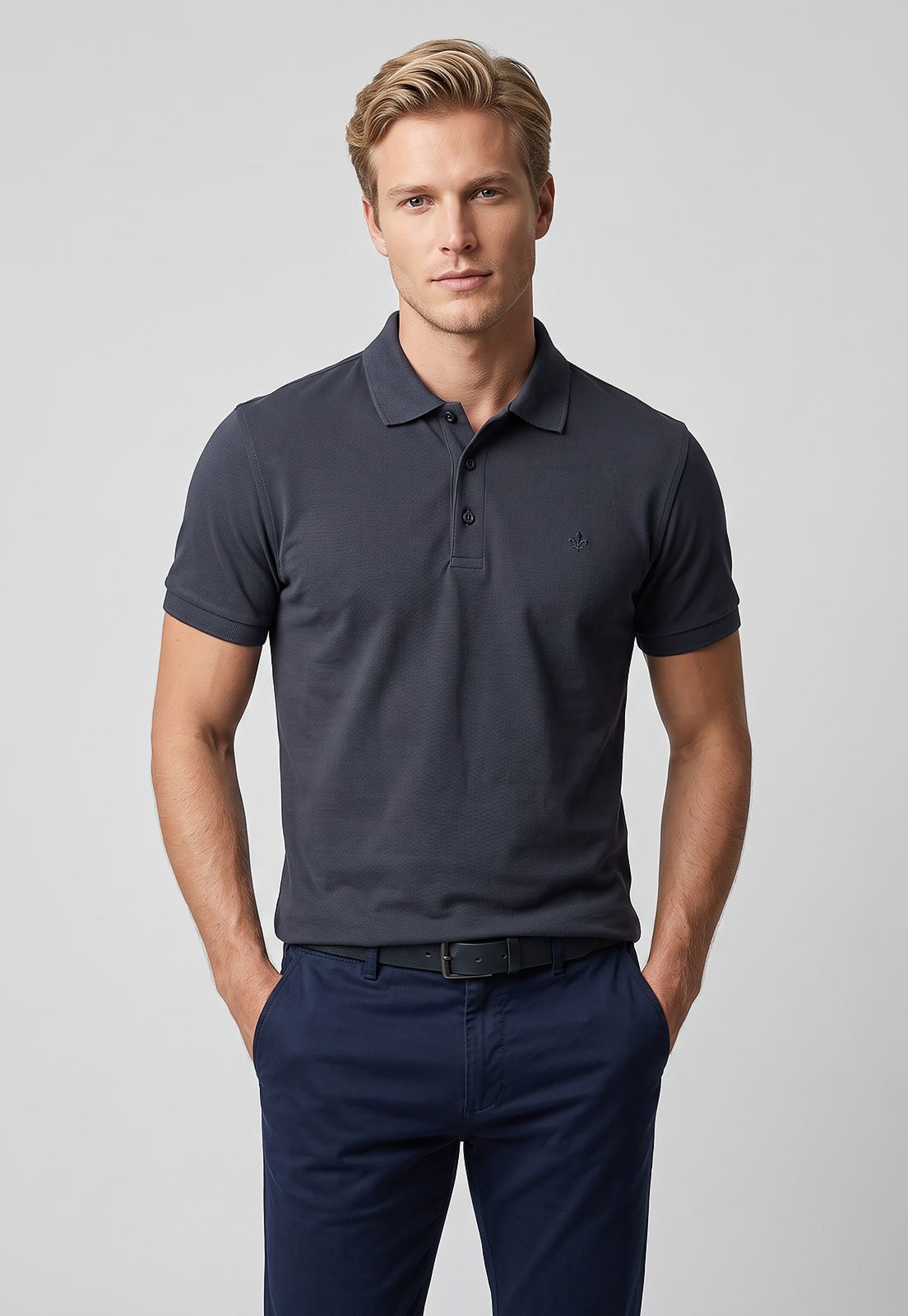 Polo Masculina Dudalina Clássica Azul