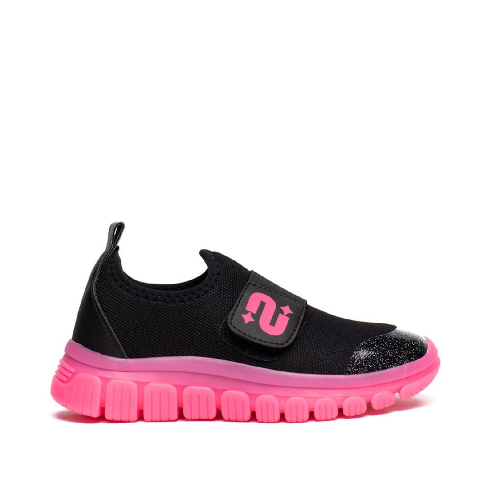 Infantil - Tênis Novopé Soft Sport Slip-on Glitter Preto/Pink