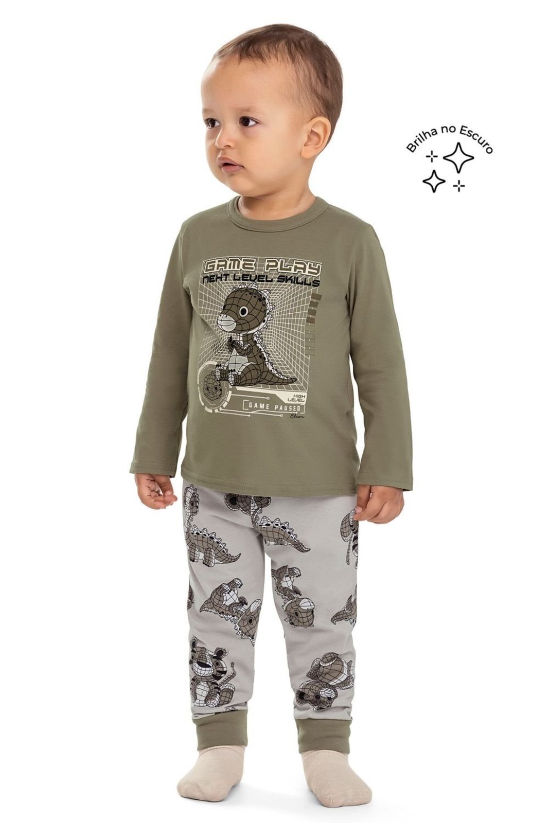 Pijama Longo Menino Dino Elian Verde