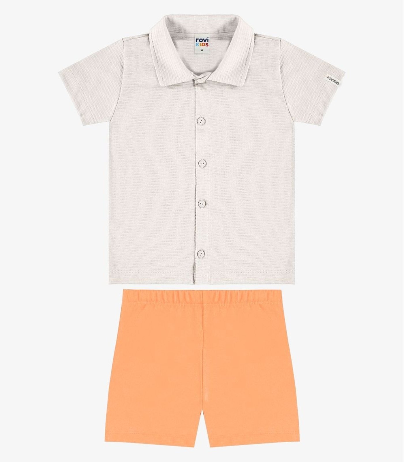 Infantil - Conjunto Camisa Com Bermuda Rovi Bege