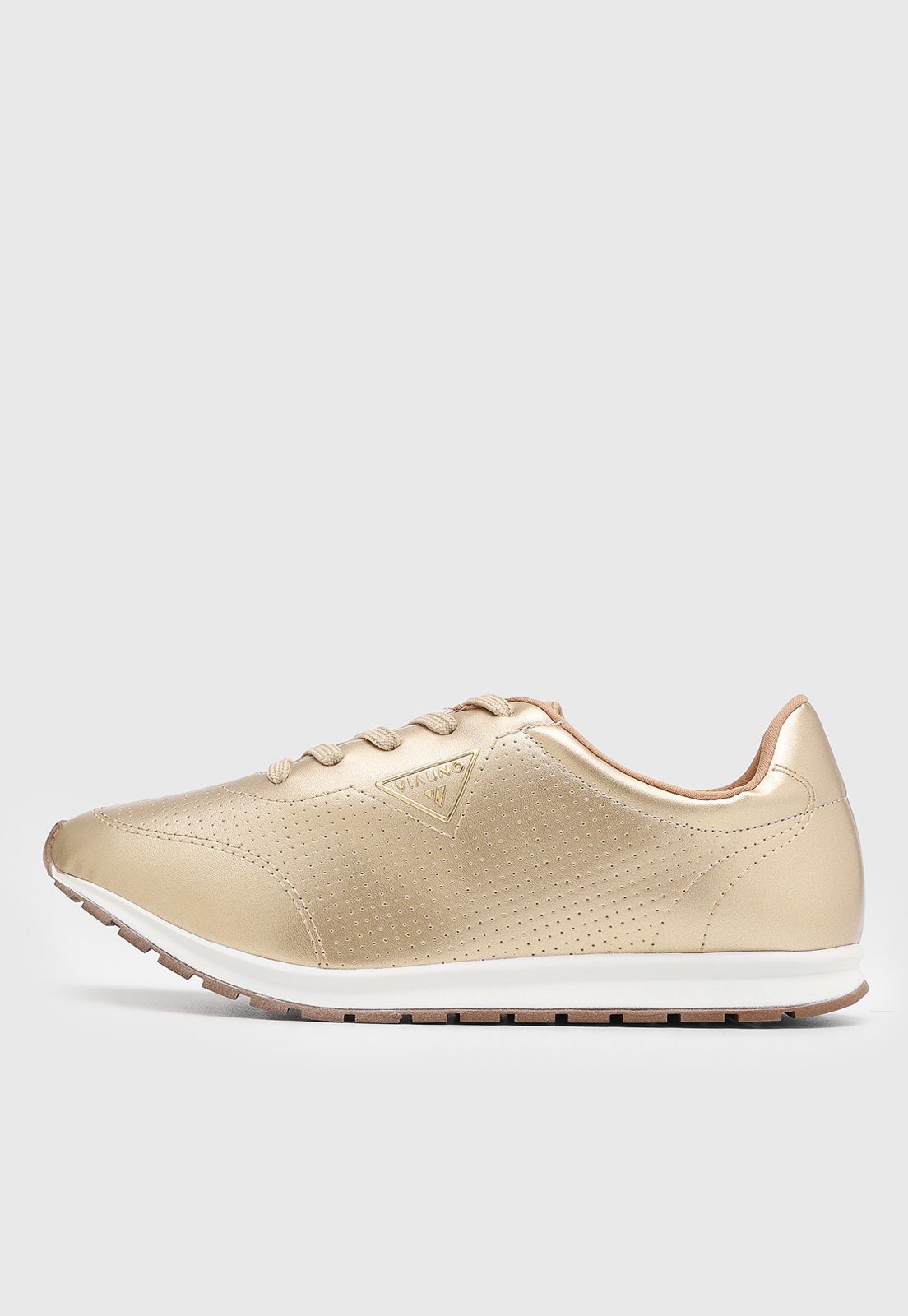 Tênis Feminino Via Uno Metalizado Dourado