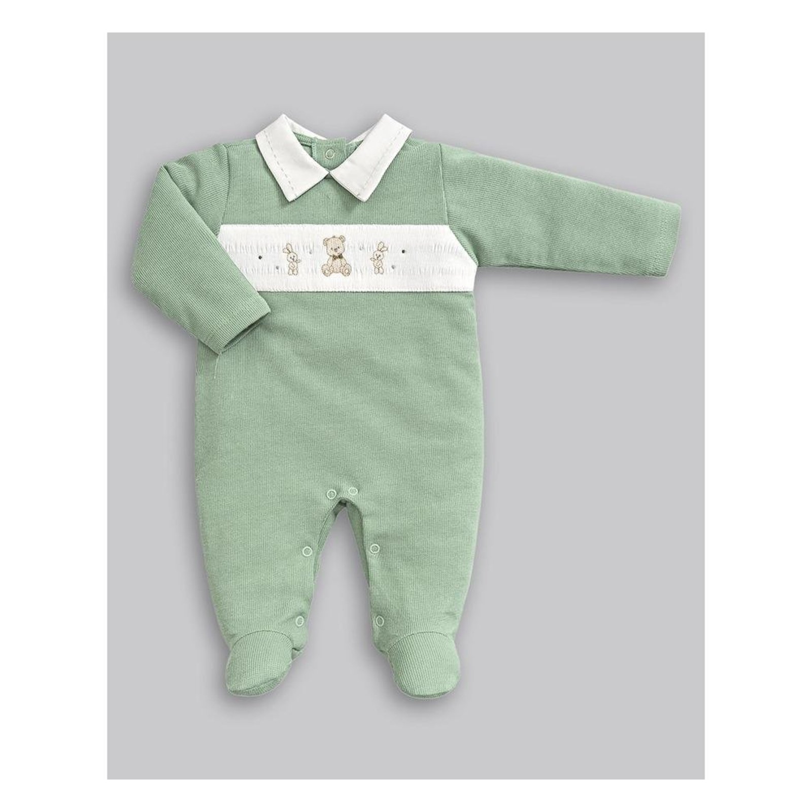 Infantil - Macacão Longo Gola Polo Bordado Anjos Baby P Verde