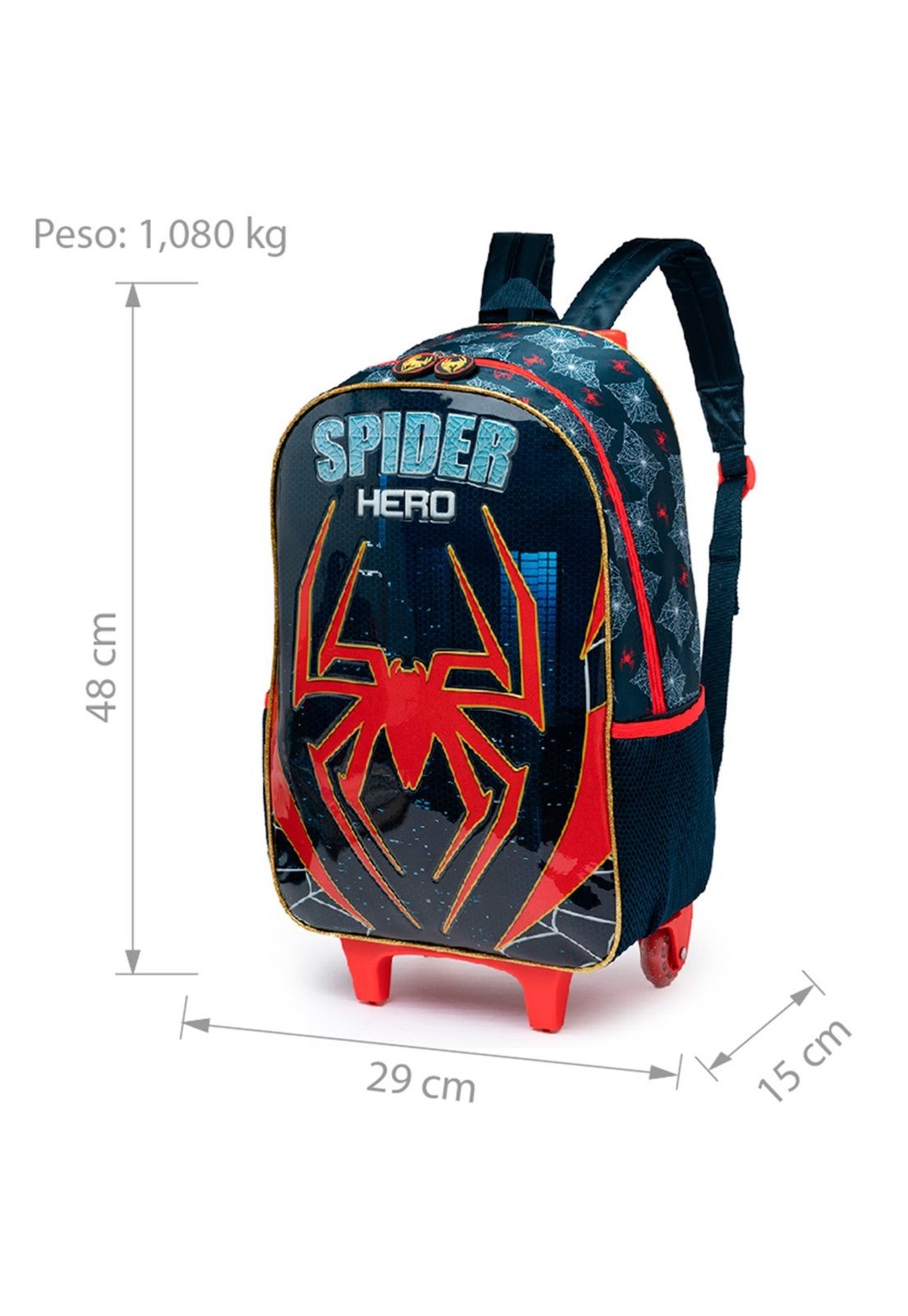 Vista 3 Infantil - Kit Mochila Lancheira Estojo Menino Escolar Spider Spector vermelho Spector vermelho
