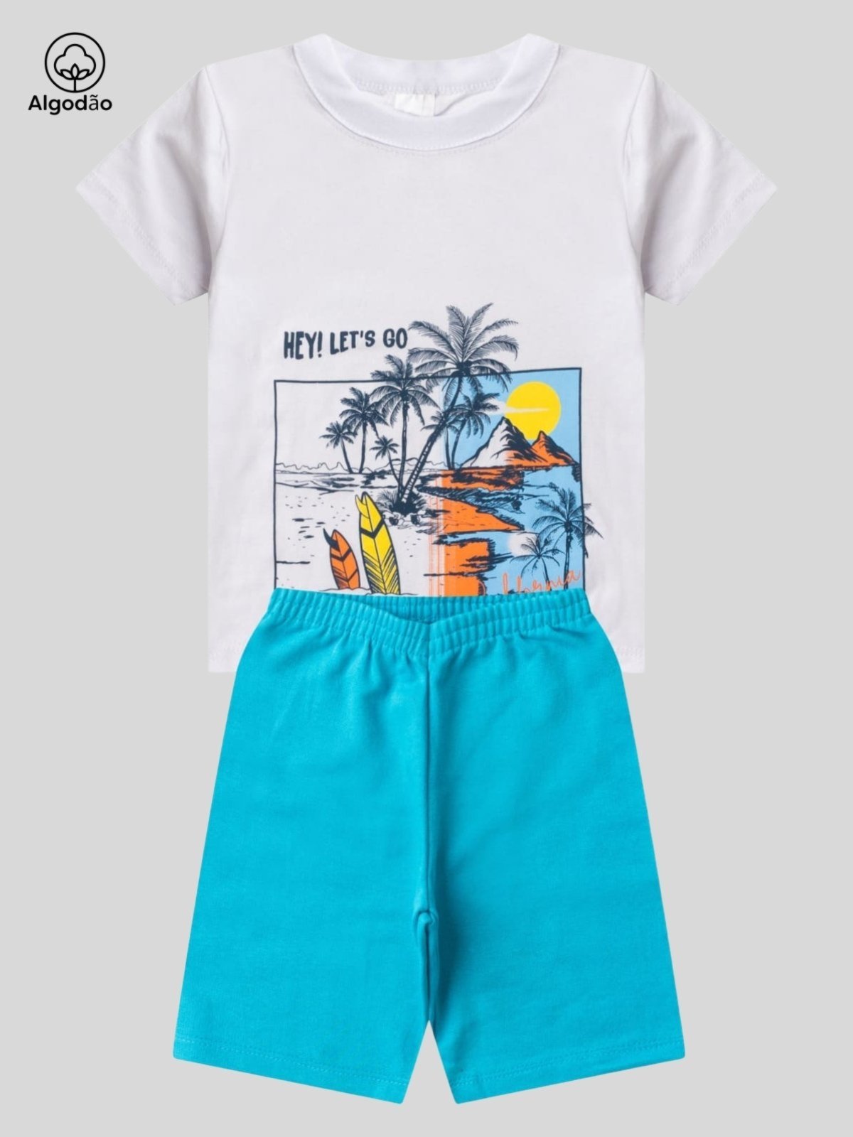 Vista 2 Infantil - Conjunto Masculino Meia Malha/Moletinho Praia ROSA AZUL KIDS branco ROSA AZUL KIDS branco