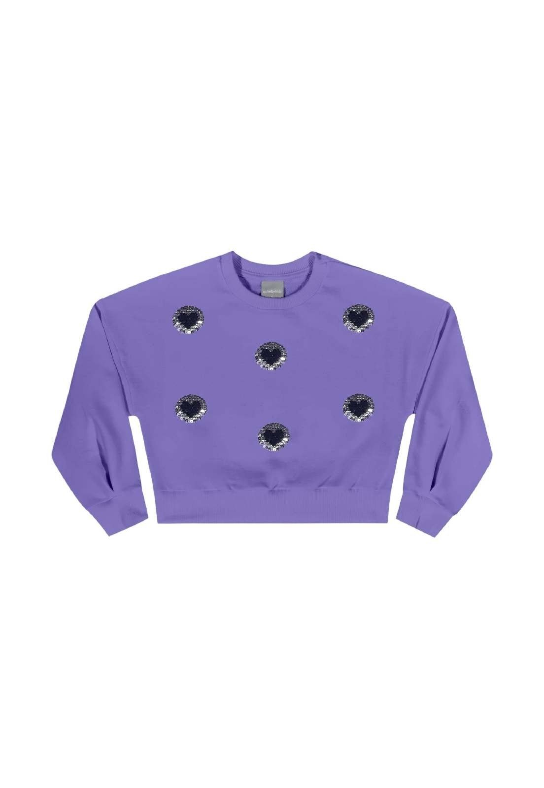Vista 3 Infantil - Blusão Cropped em Moletom para Menina Quimby roxo Quimby roxo