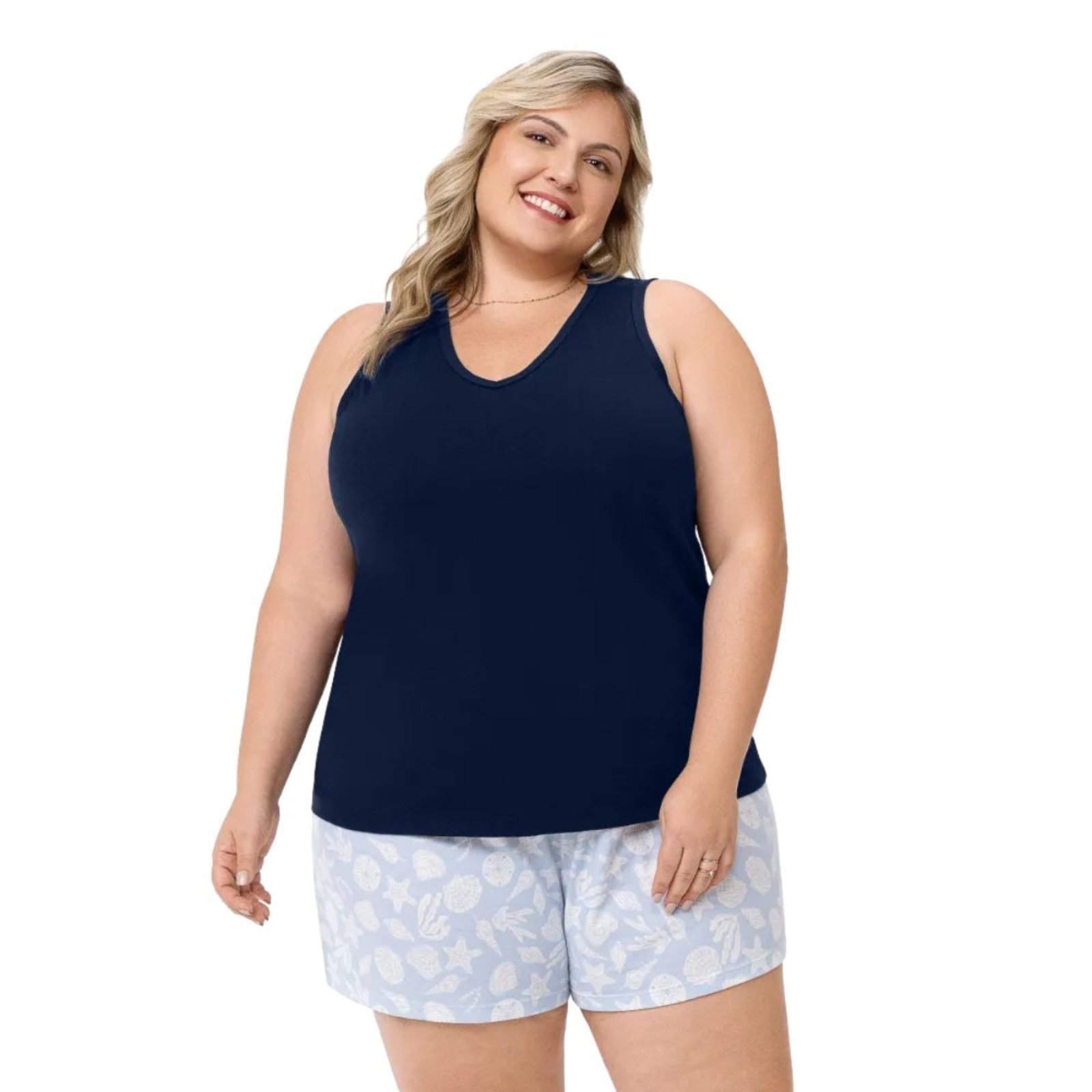 Pijama Plus Size Blusa Regata e Short Estampado Zee Rucci