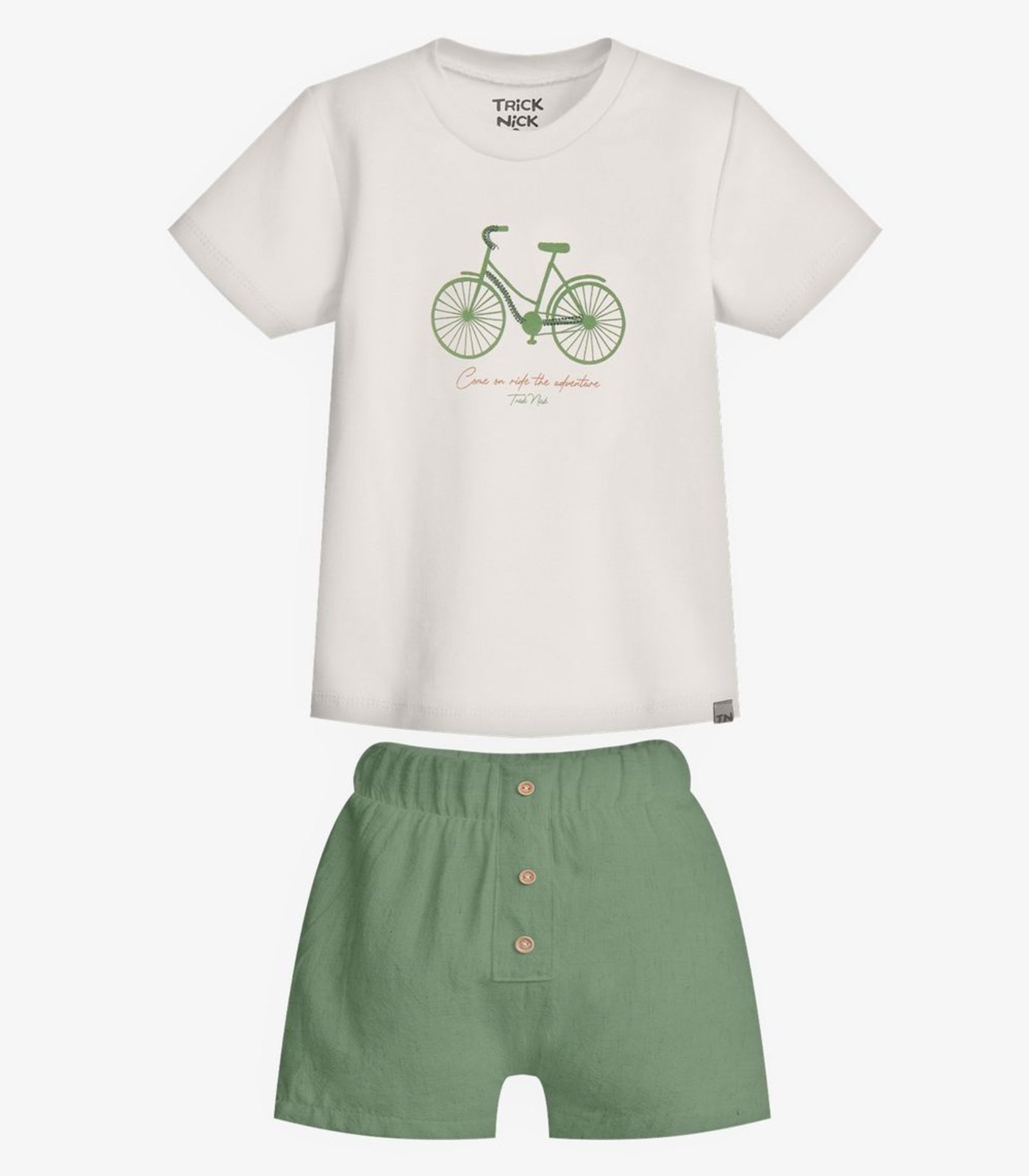 Infantil - Conjunto Camiseta Com Bermuda Trick Nick Bege