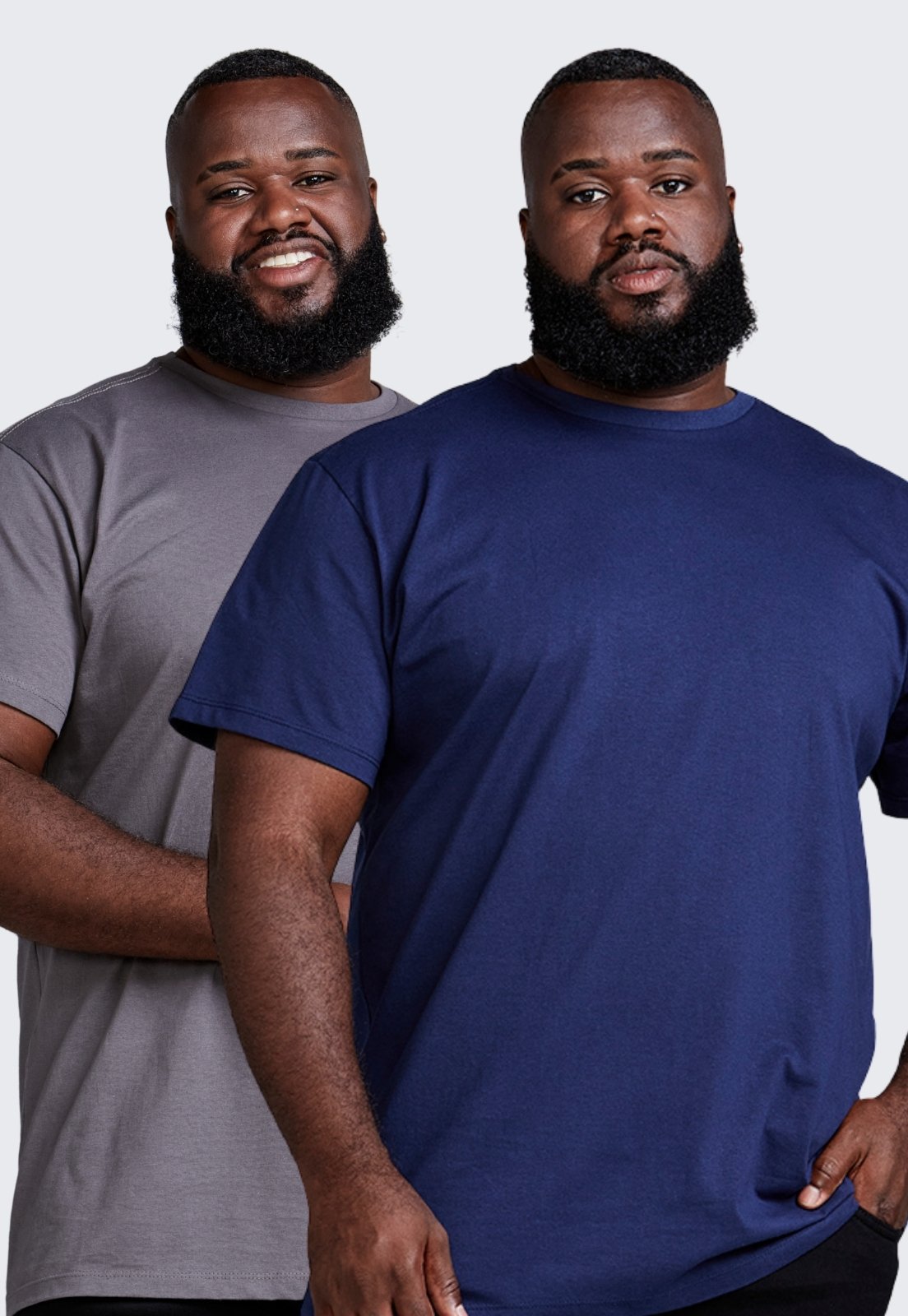 Kit 2 Camiseta Básica Masculina Algodão Plus Size Daze Modas Chumbo e Azul Marinho