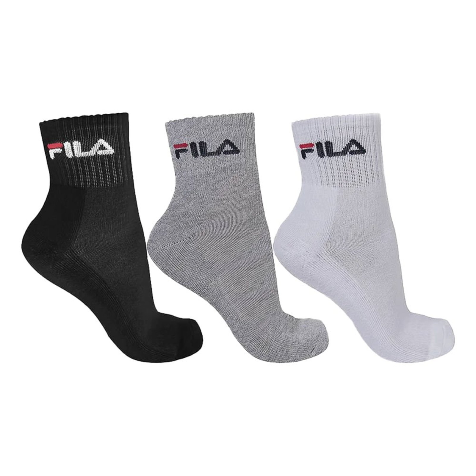 Kit c/ 3 Meias Unissex Fila Tripack Cano Médio Preto/branco/cinza