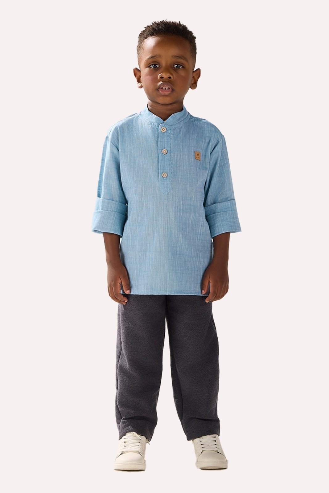 Infantil - Camisa Bata Azul com Botões Exclusivos