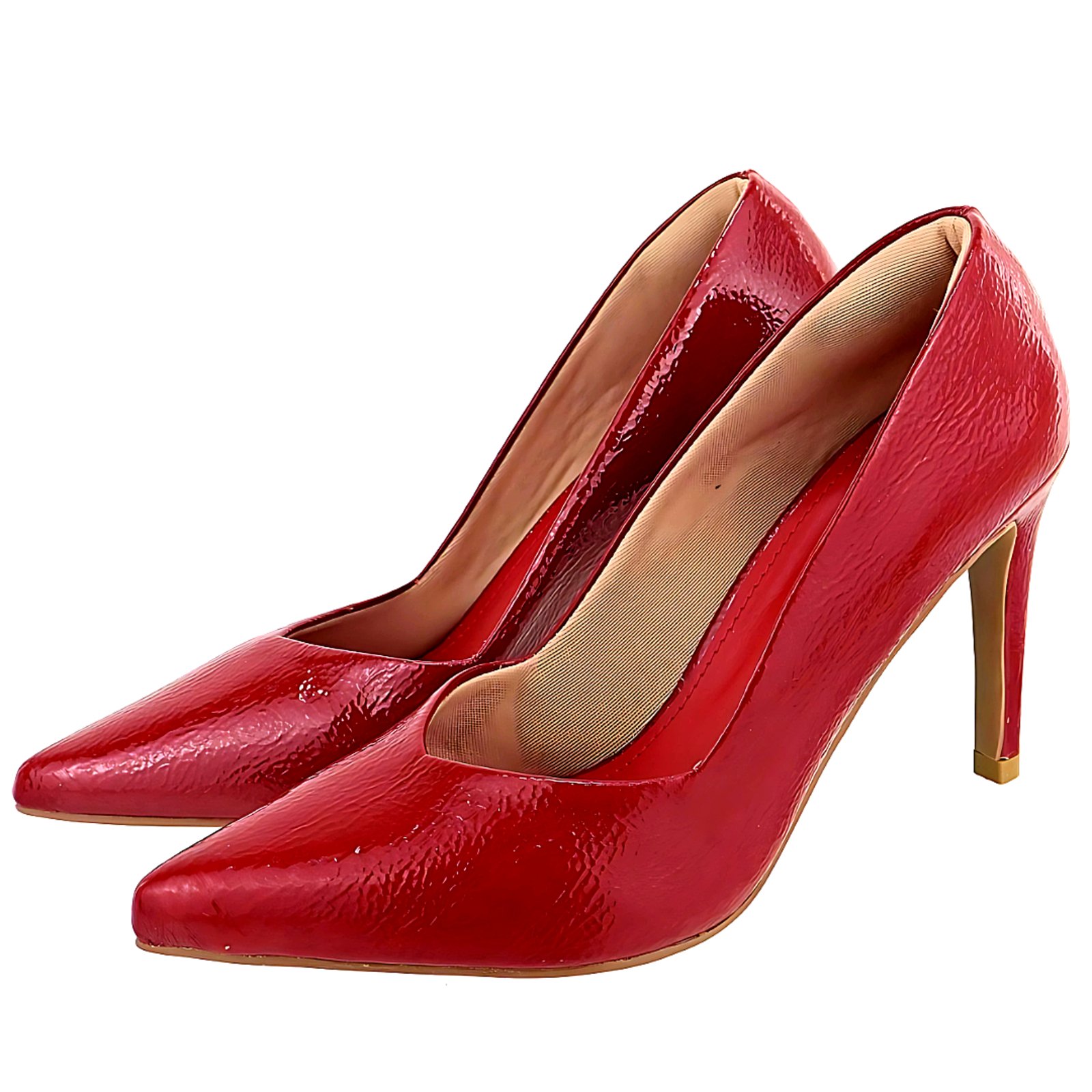 Scarpin de Bico Fino Verniz Vermelho Hannah Footwear