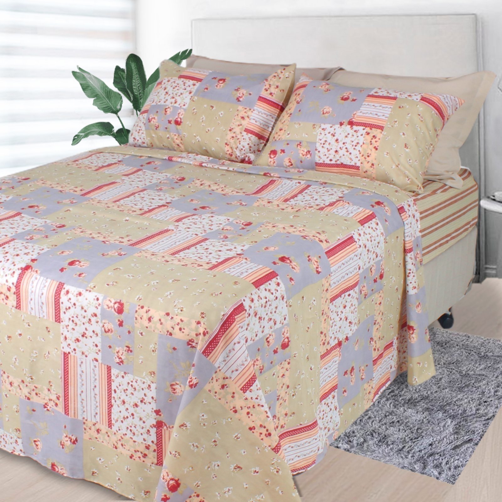Jogo de Cama Lençol 4 Peças Casal Com Elástico Estampado 138x188x30cm – BF Colchões