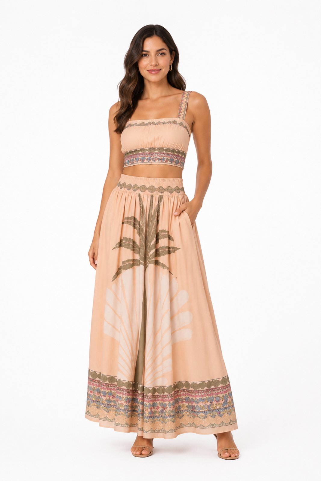 Conjunto Feminino D Bell Outlet Fashion Estampado Nude