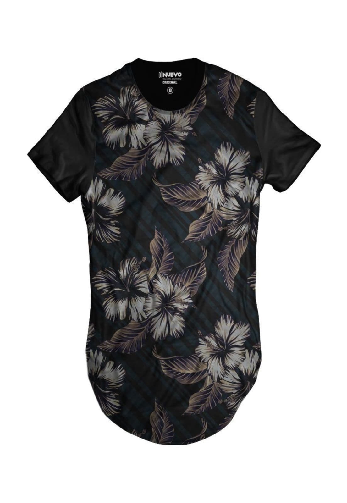 Camiseta Di Nuevo Longa Florida Casual Havaiana Swag Preta