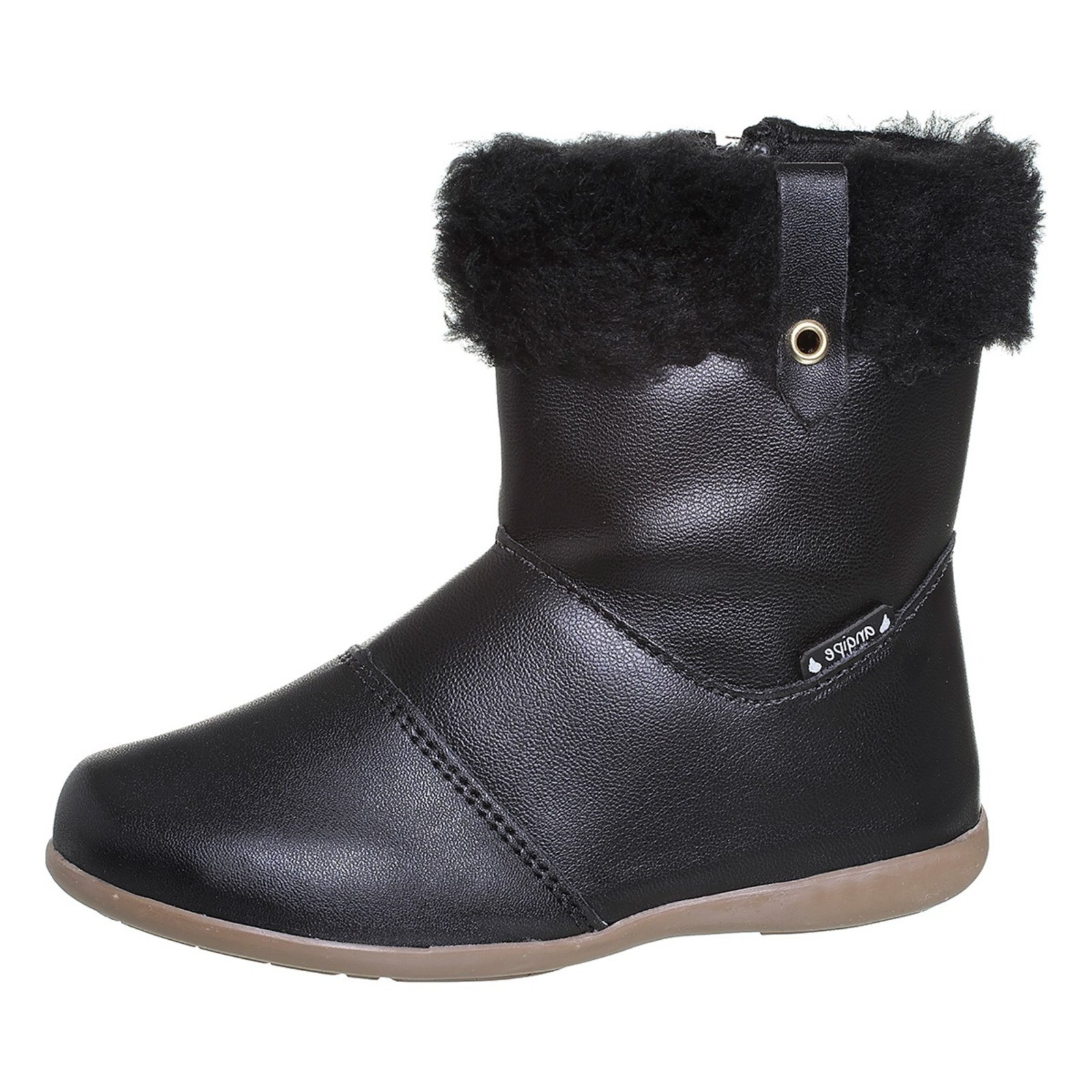Infantil – Bota Coturno Menina Com Pelinhos Angipé Preta