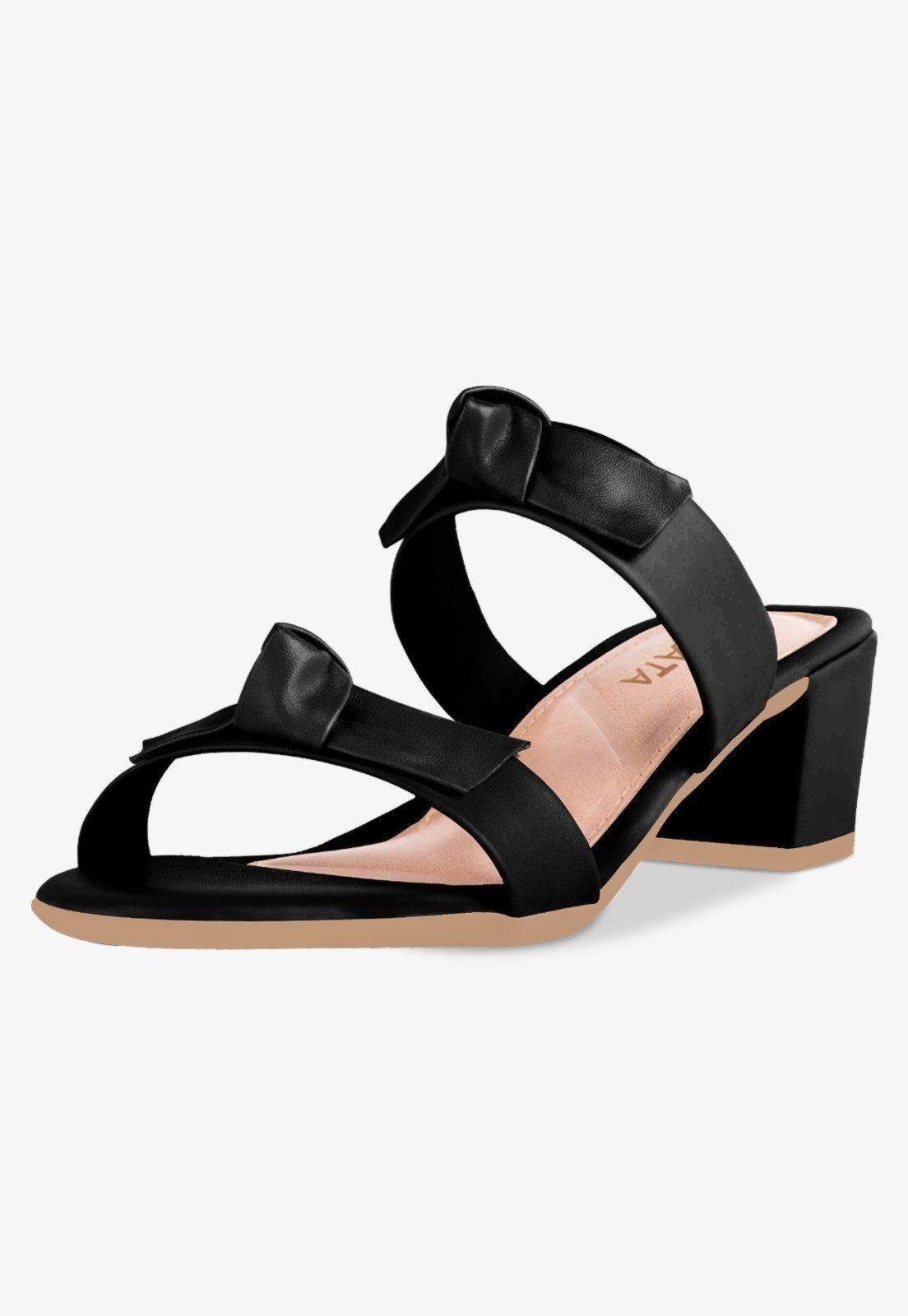 Tamanco Feminino Takata Salto Bloco Baixo Sandalia Mule Laço Preto