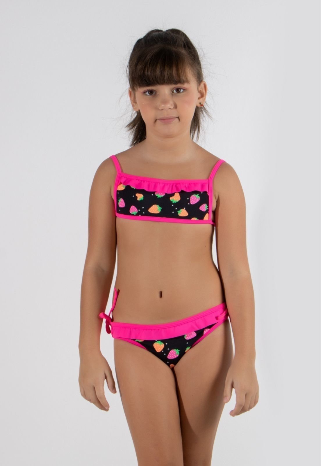 Biquíni Bella Fiore Modas Com Babadinho Estampado Top Amarração Rosa