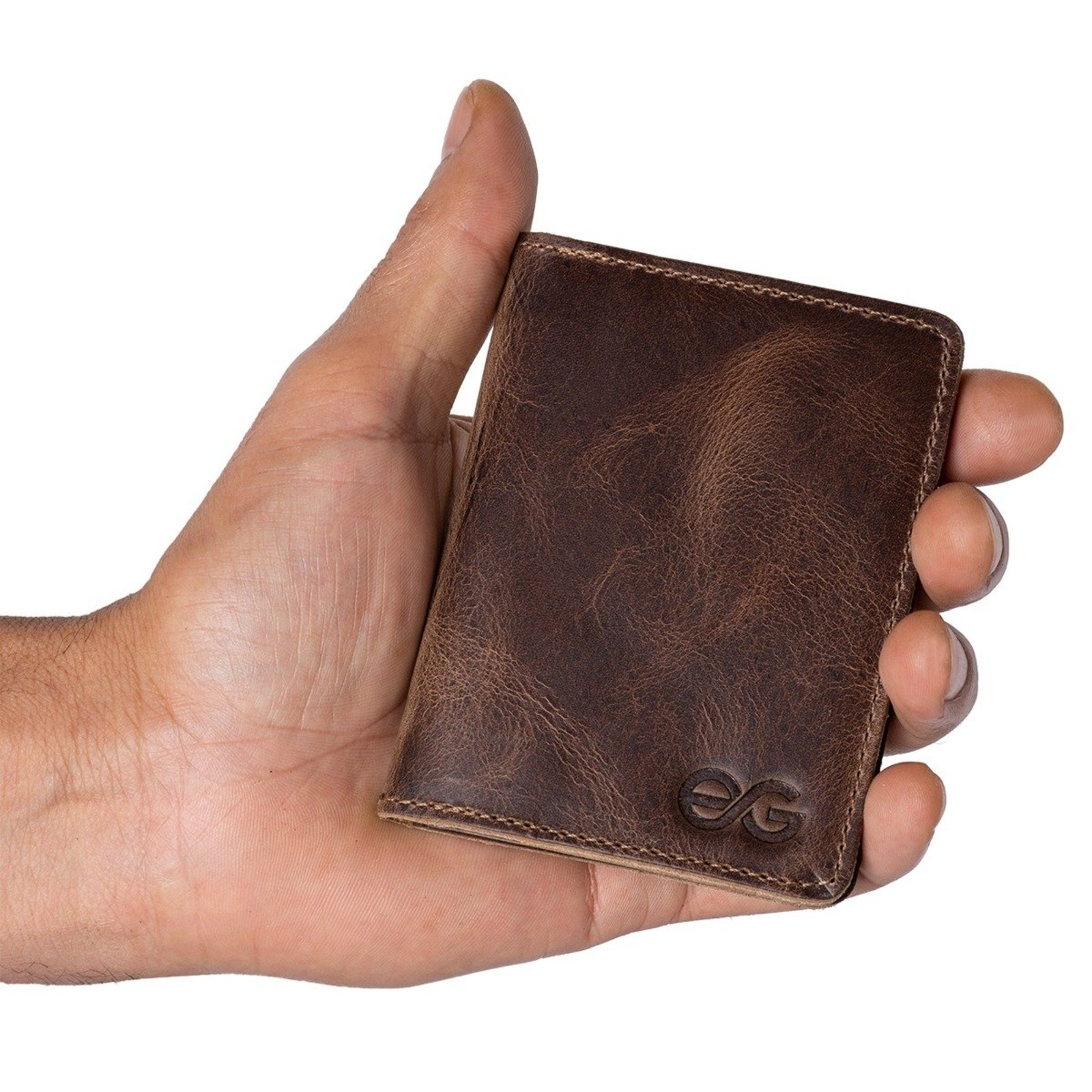 Porta Cartão Mini Carteira Em Couro Legítimo Super Promoção Ello Griff BROW