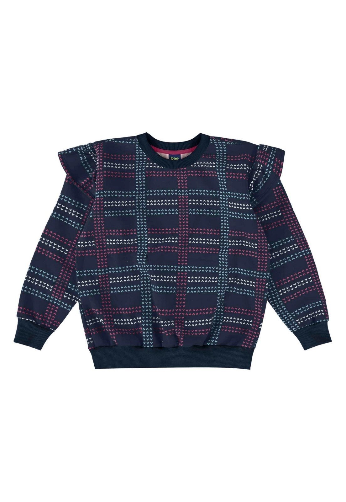 Vista 3 Infantil - Conjunto Feminina com Blusão Xadrez e Calça Bee Loop azul marinho Bee Loop azul marinho