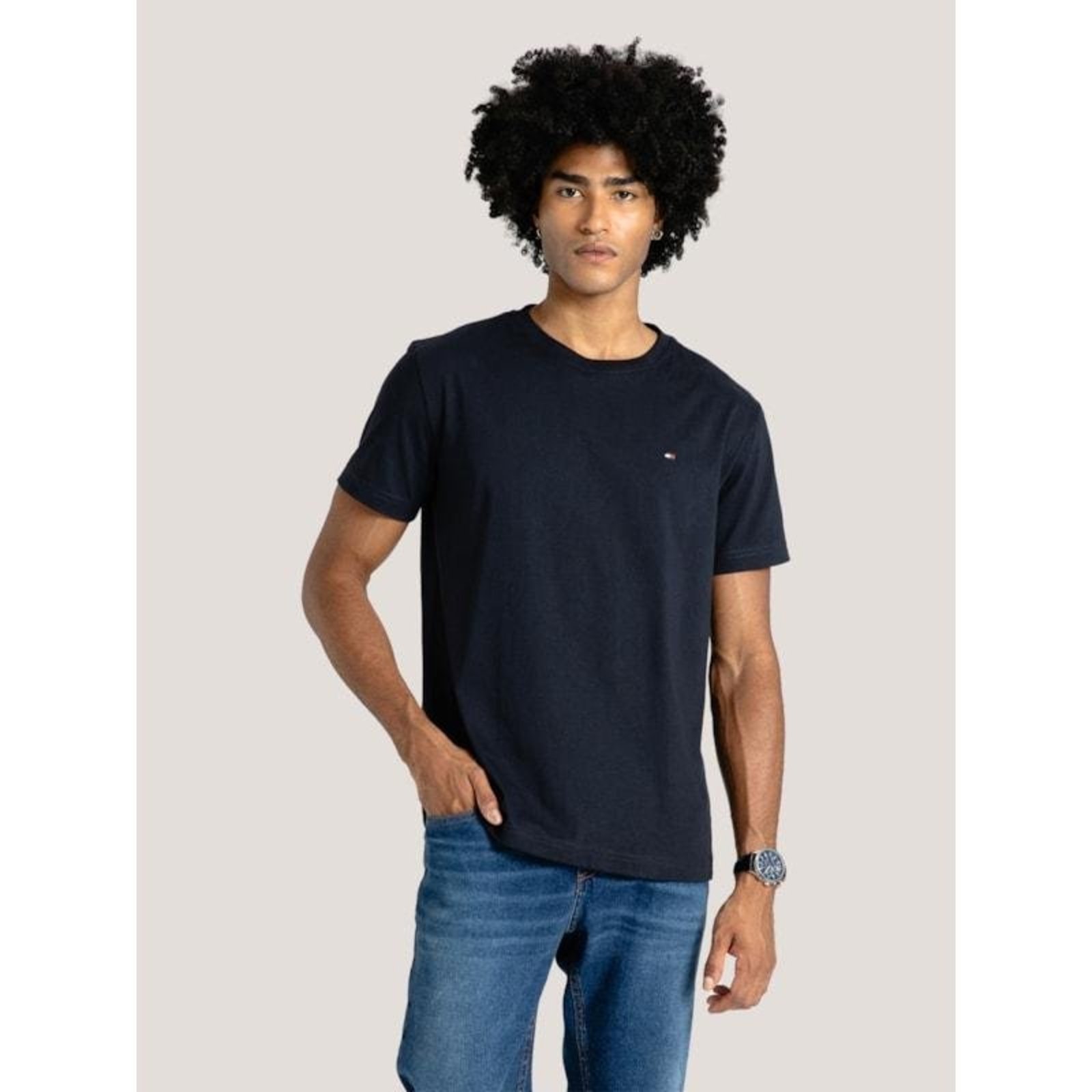Camiseta Clássica Gola C Azul