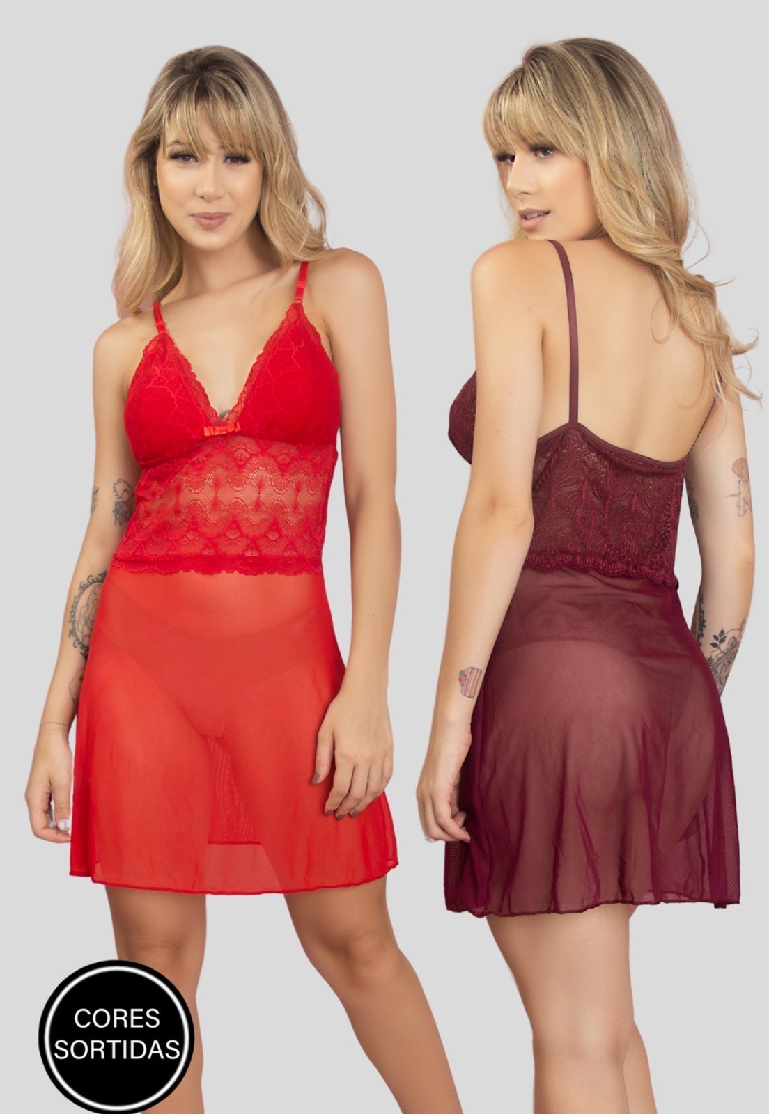 Kit 2 Camisola Feminina WLS Modas Sexy Sem Bojo Joana Multicolorida