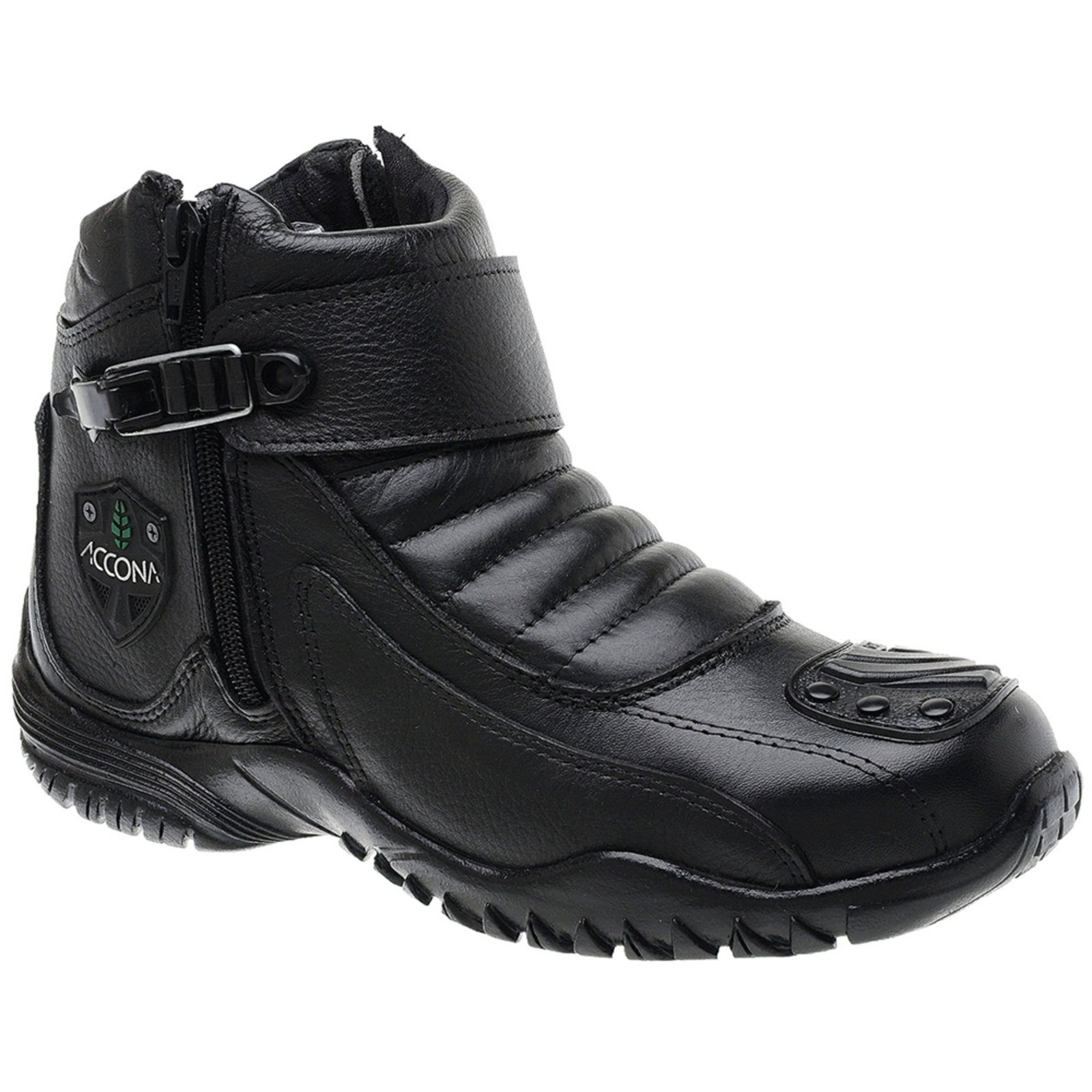 Bota Motociclista Accona em Couro e Cano Curto com 2 Ziper 250P