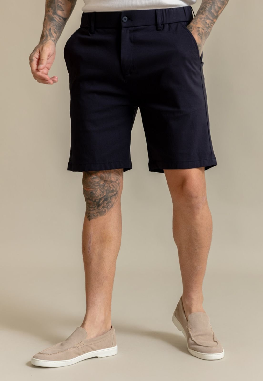 Bermuda Alfaiataria Masculina Slim Color Dialogo Marinho
