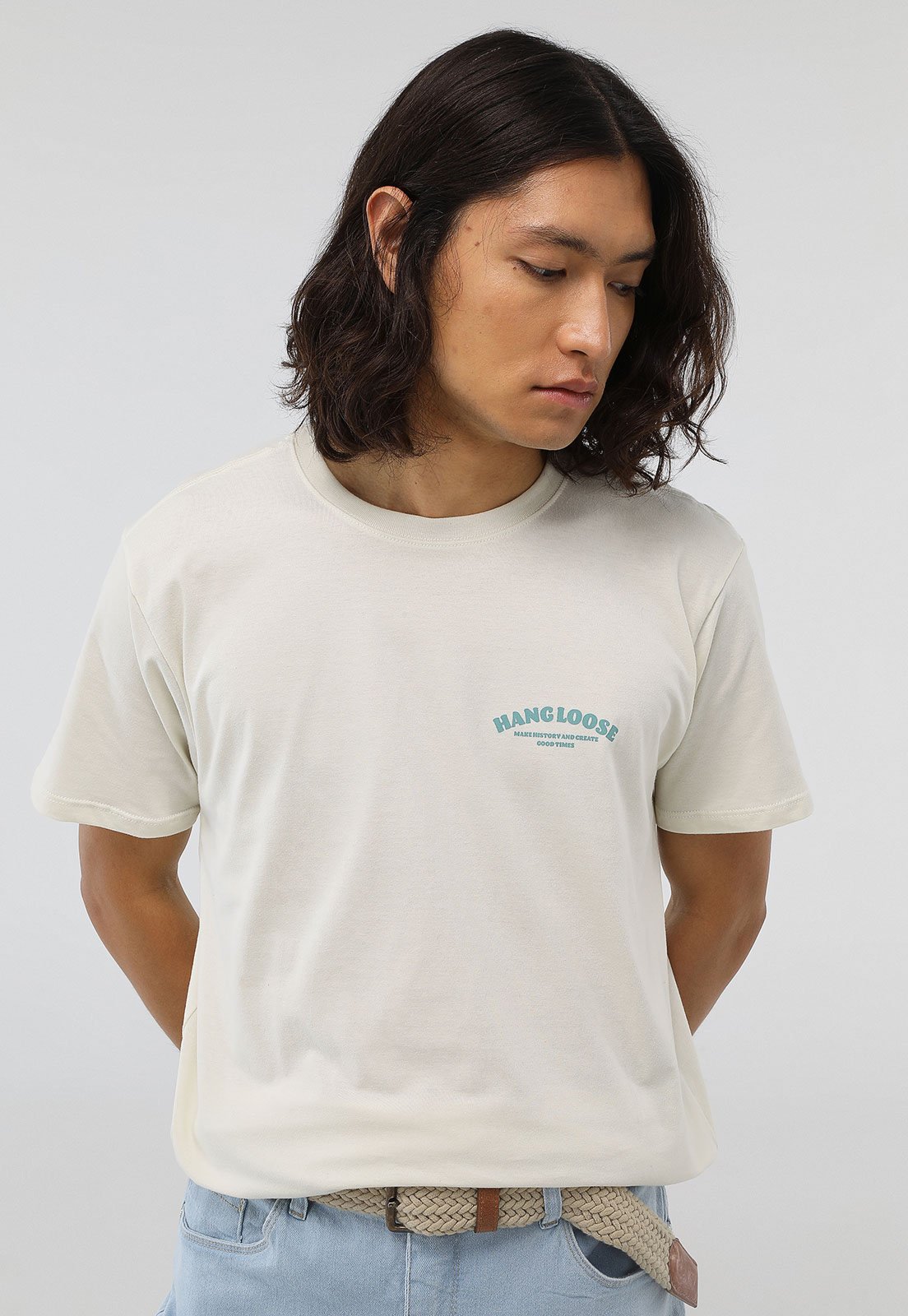 Camiseta Hang Loose Reta Mountain Off-White