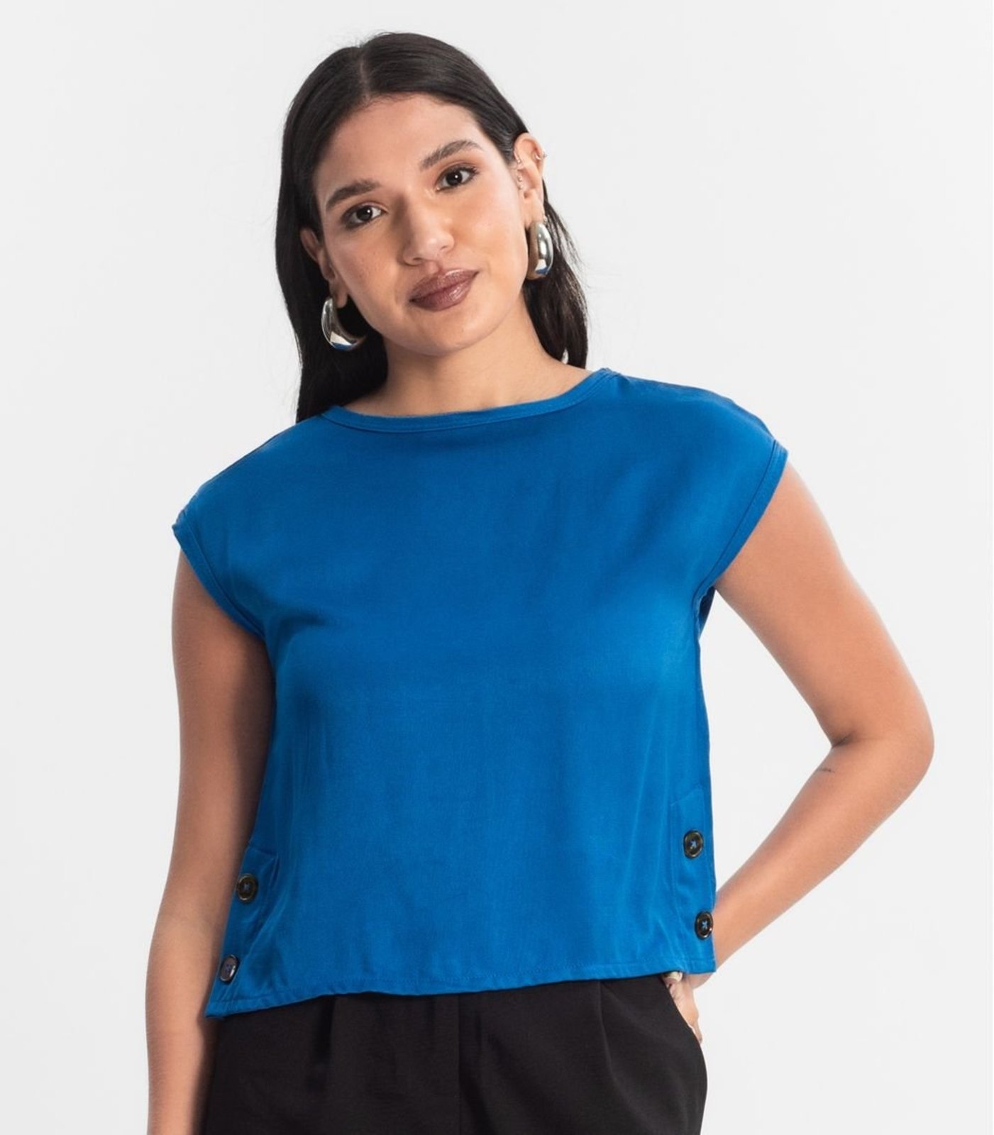 Vista 3 Blusa Feminina Viscose Rovitex azul Rovitex azul